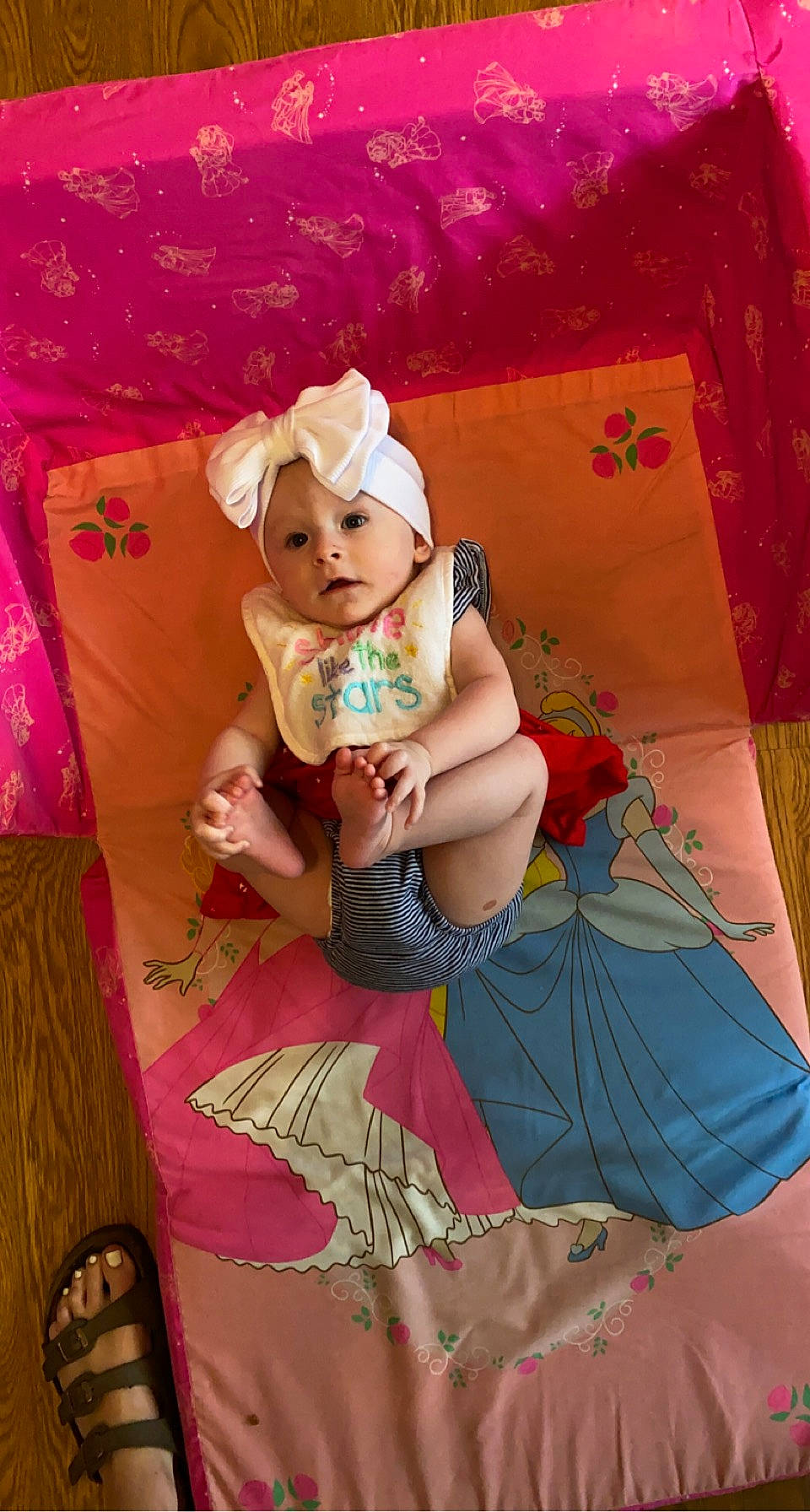Everleigh Ann is registered to the contest to win money with this photo: baby, baby_products, baby_toddler_clothing, child, craft, creative_arts, happy, headwear, linens, magenta, paper_product, pattern, peach, person, pink, play, room, sitting, textile, toddler