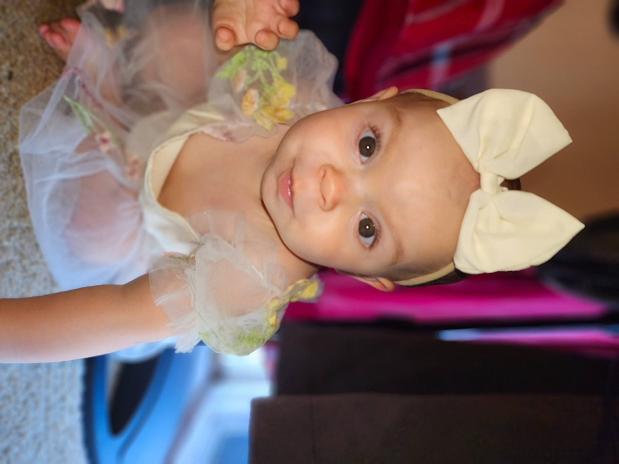Neveah joined the competition — help win amazing prizes! baby, bridal_accessory, cheek, child, doll, dress, event, fashion_accessory, fun, happy, hat, headpiece, headwear, human_body, iris, person, pink, plant, skin, smile