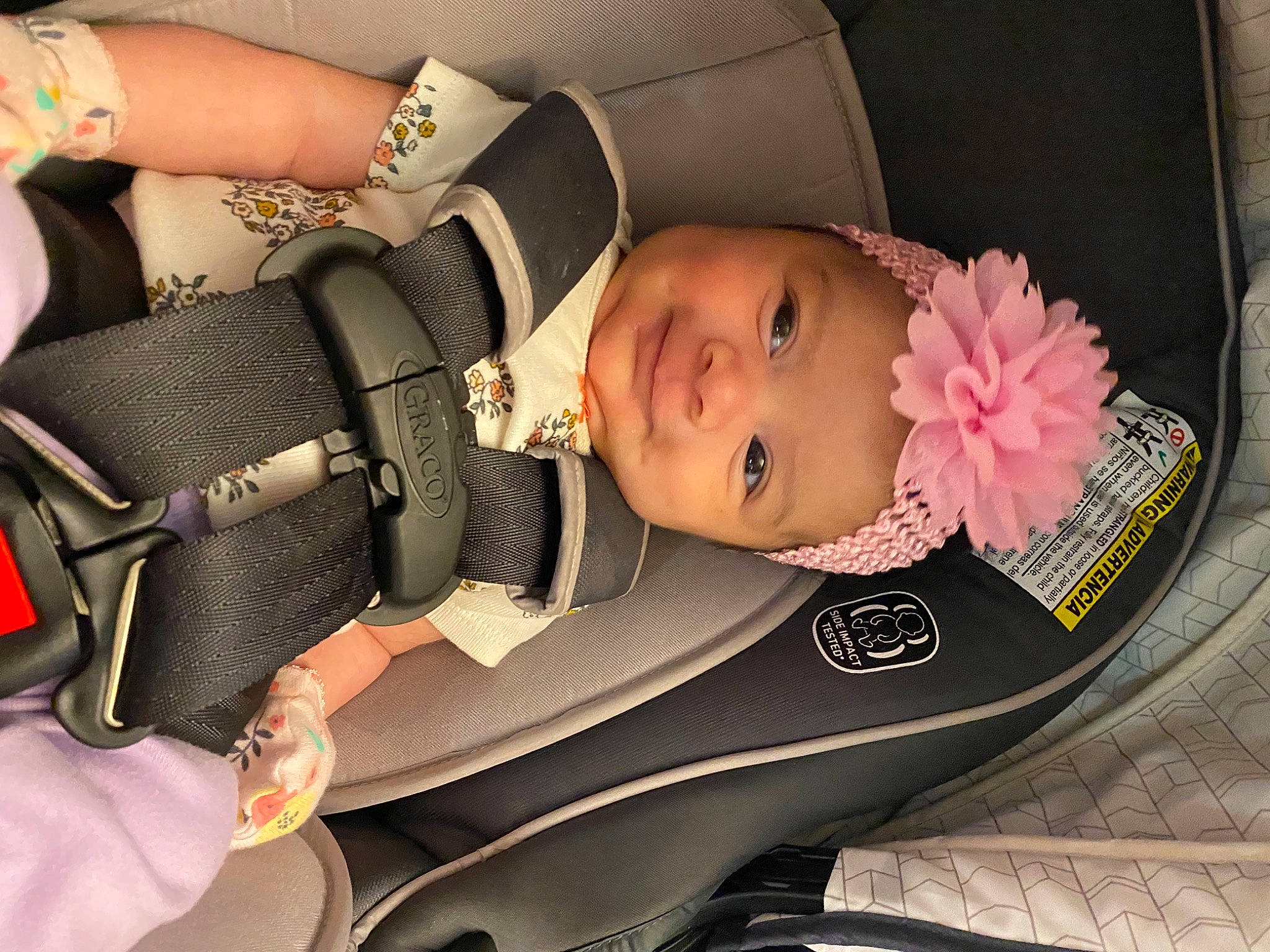Monica joined the competition — help win amazing prizes! auto_part, baby, baby_carriage, baby_in_car_seat, baby_products, baby_safety, baby_toddler_clothing, car_seat, cheek, child, comfort, eyelash, finger, headwear, joy, mouth, nail, person, personal_protective_equipment, product