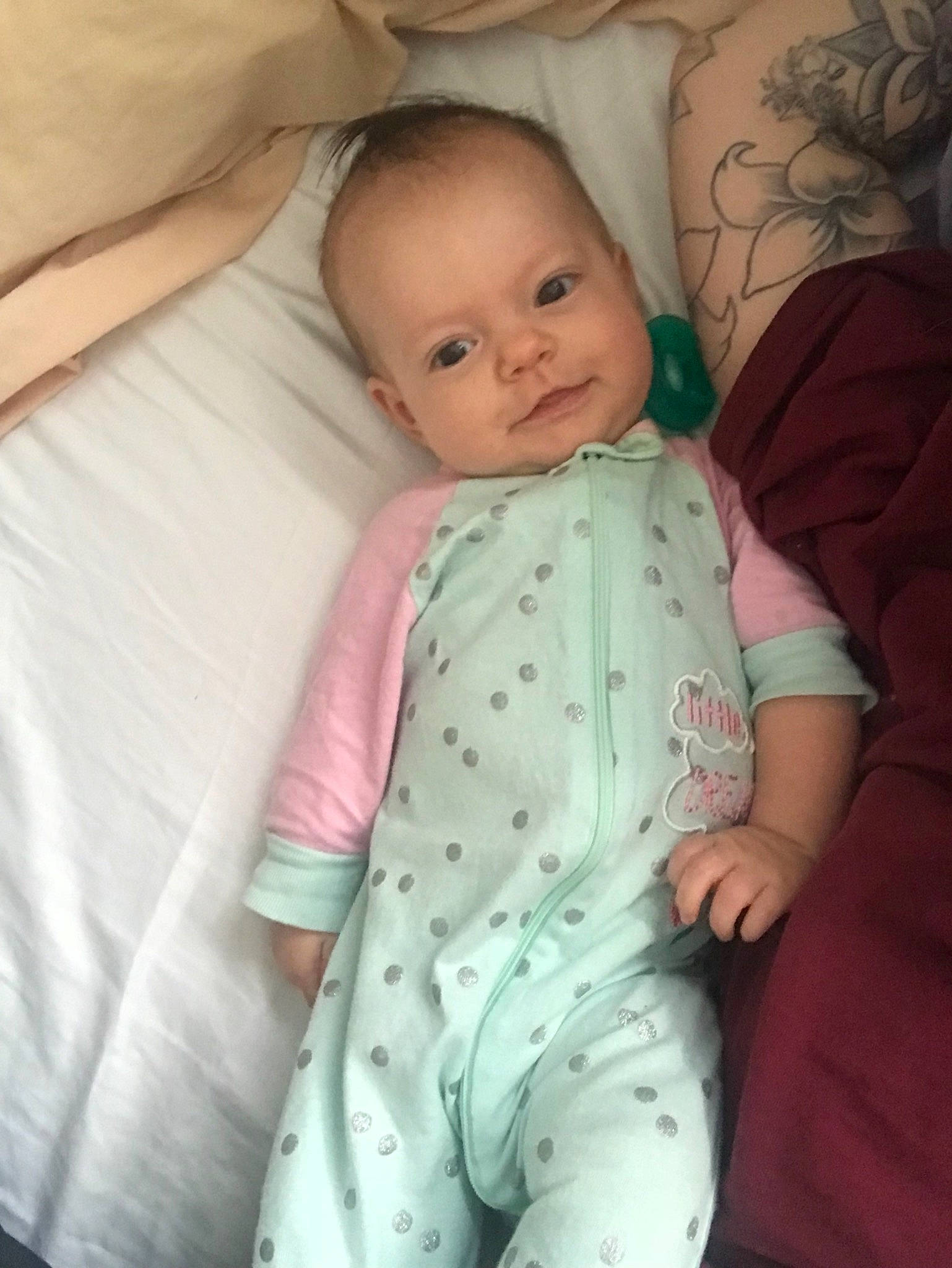 Elliotte is registered to the contest to win money with this photo: baby, baby_products, bedtime, cheek, child, eye, face, head, iris, lip, nose, person, pink, product, skin, sleep, smile, toddler