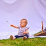 baby, basket, child, clothing, curious_expression, cute, flower, grass, greenery, hydrangea, lavender, nature, outdoor, photography, plant, portrait, sitting, summer, toddler, white_backdrop