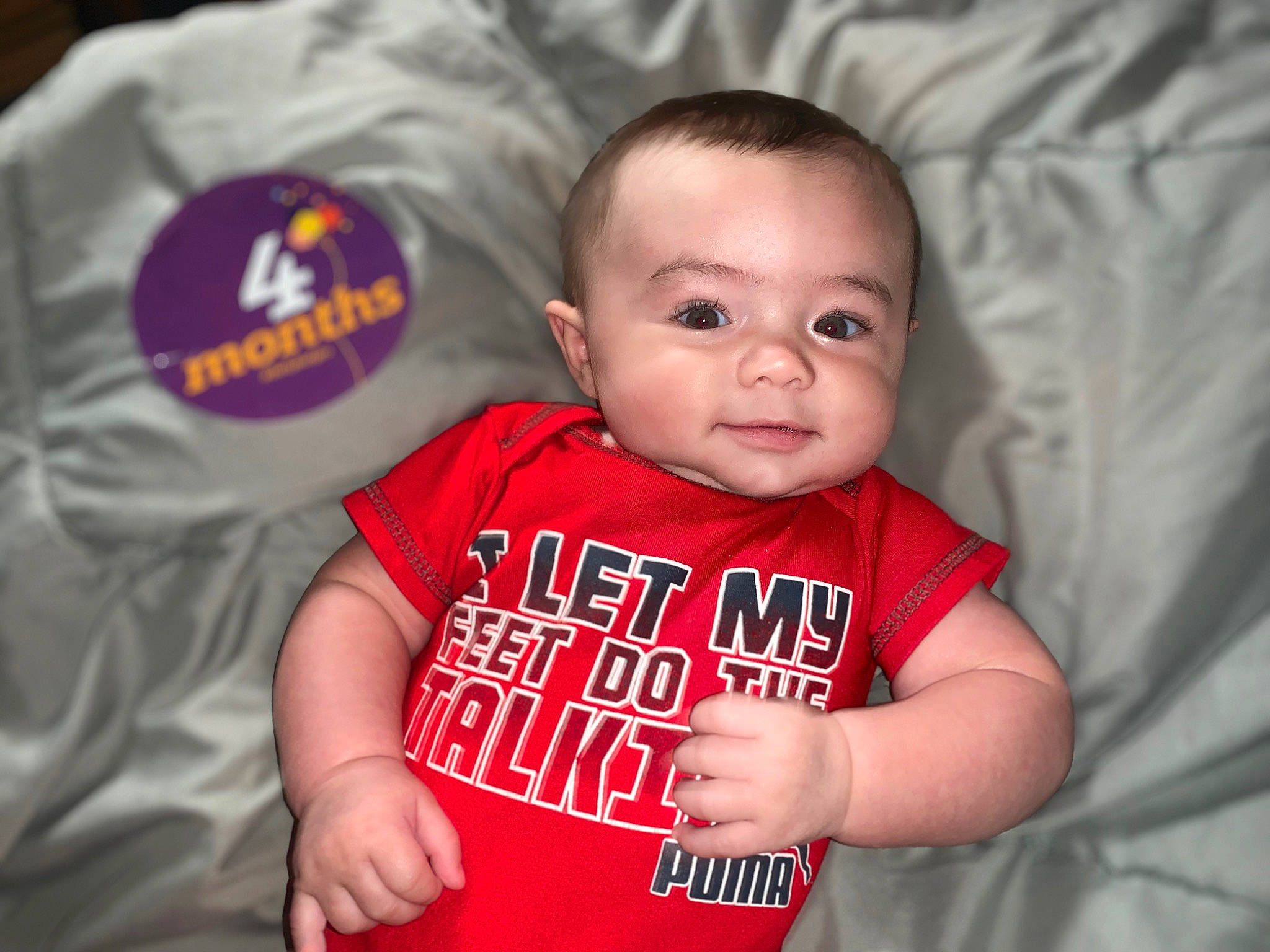 Lucas joined the competition — help win amazing prizes! arm, baby, baby_products, baby_toddler_clothing, cheek, child, comfort, elbow, fun, happy, logo, person, portrait_photography, room, sitting, sleeve, smile, t_shirt, toddler, top