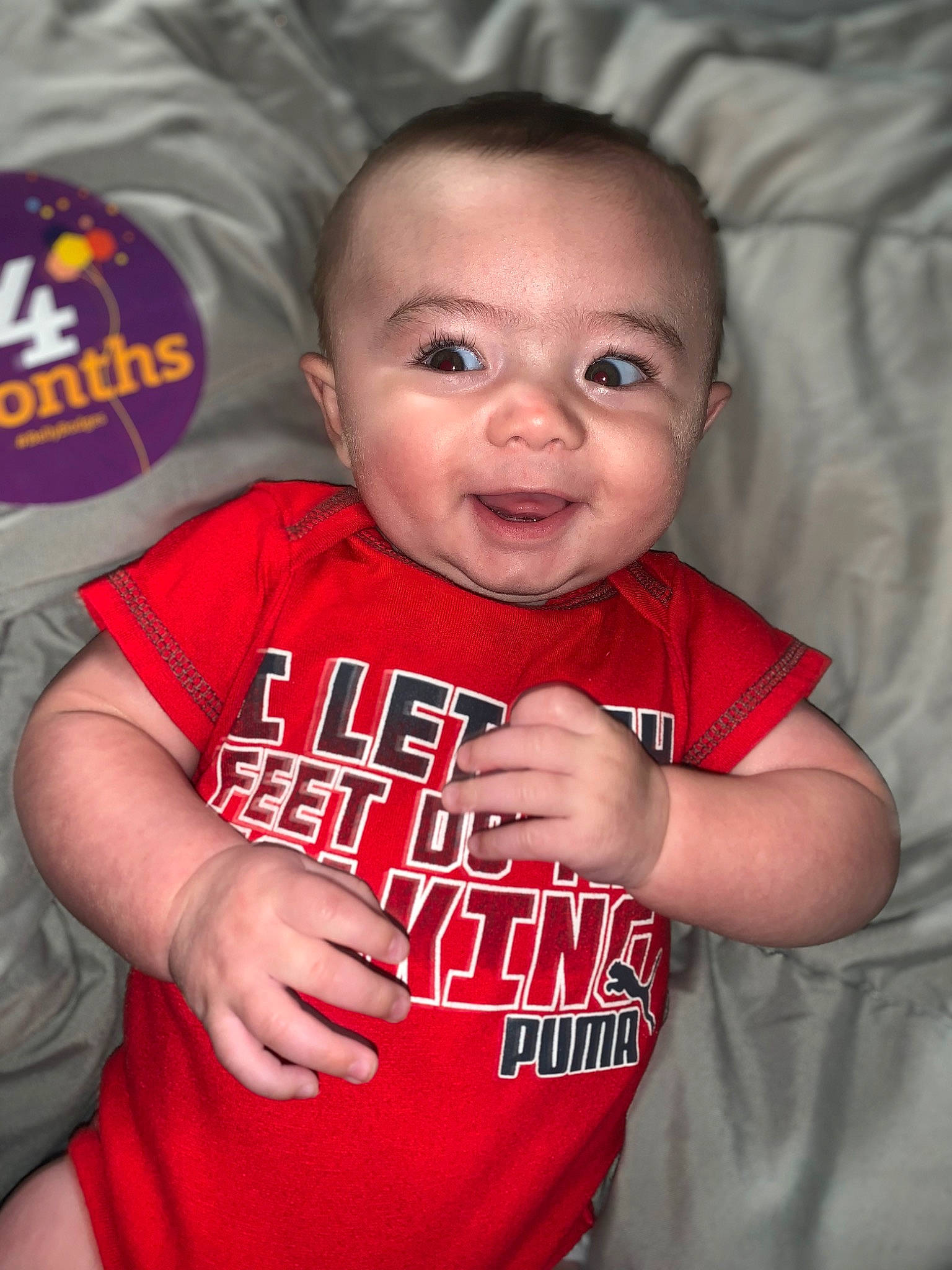 Lucas joined the competition — help win amazing prizes! arm, baby_toddler_clothing, cheek, cool, eye, face, facial_expression, finger, flash_photography, happy, head, lip, mouth, muscle, organ, person, red, skin, sleeve, smile