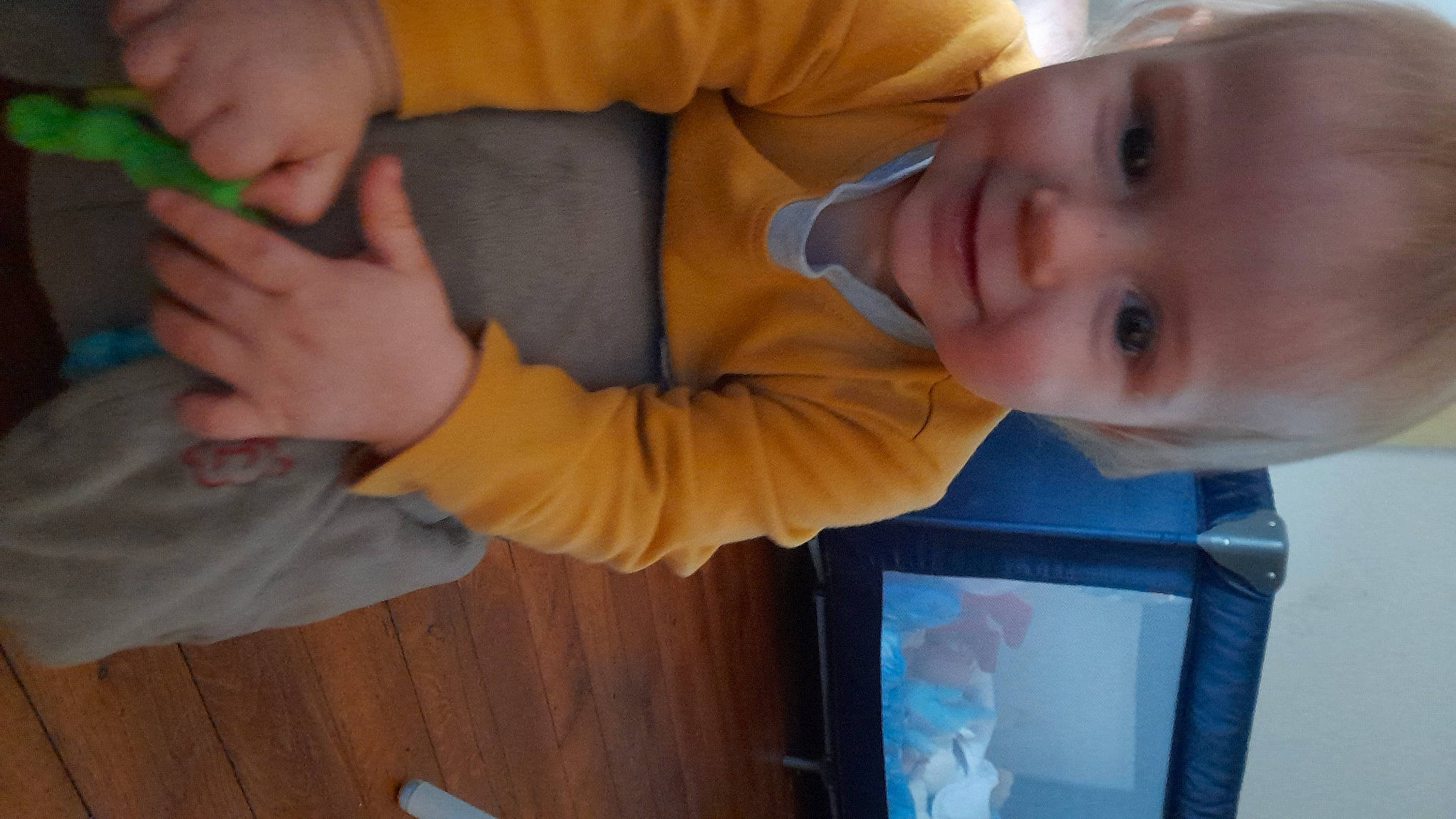 Giulian participe au concours pour gagner de l'argent avec cette photo : arm, baby, baby_toddler_clothing, cheek, comfort, elbow, finger, fun, gesture, hand, happy, iris, joy, mouth, nose, person, room, smile, thumb, toddler