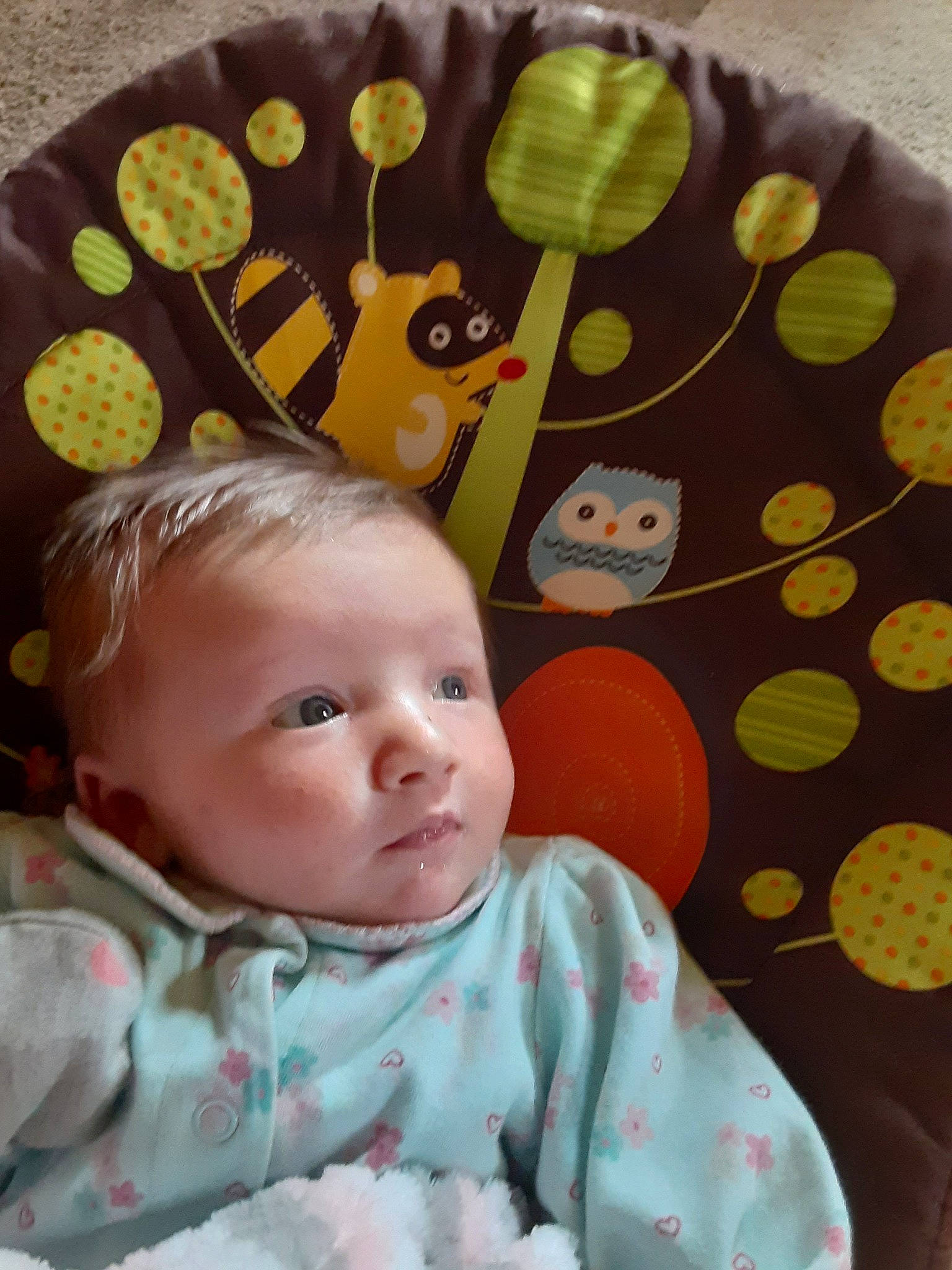 Joy joined the competition — help win amazing prizes! baby, baby_products, baby_toddler_clothing, cheek, child, circle, eye, linens, pattern, peach, person, polka_dot