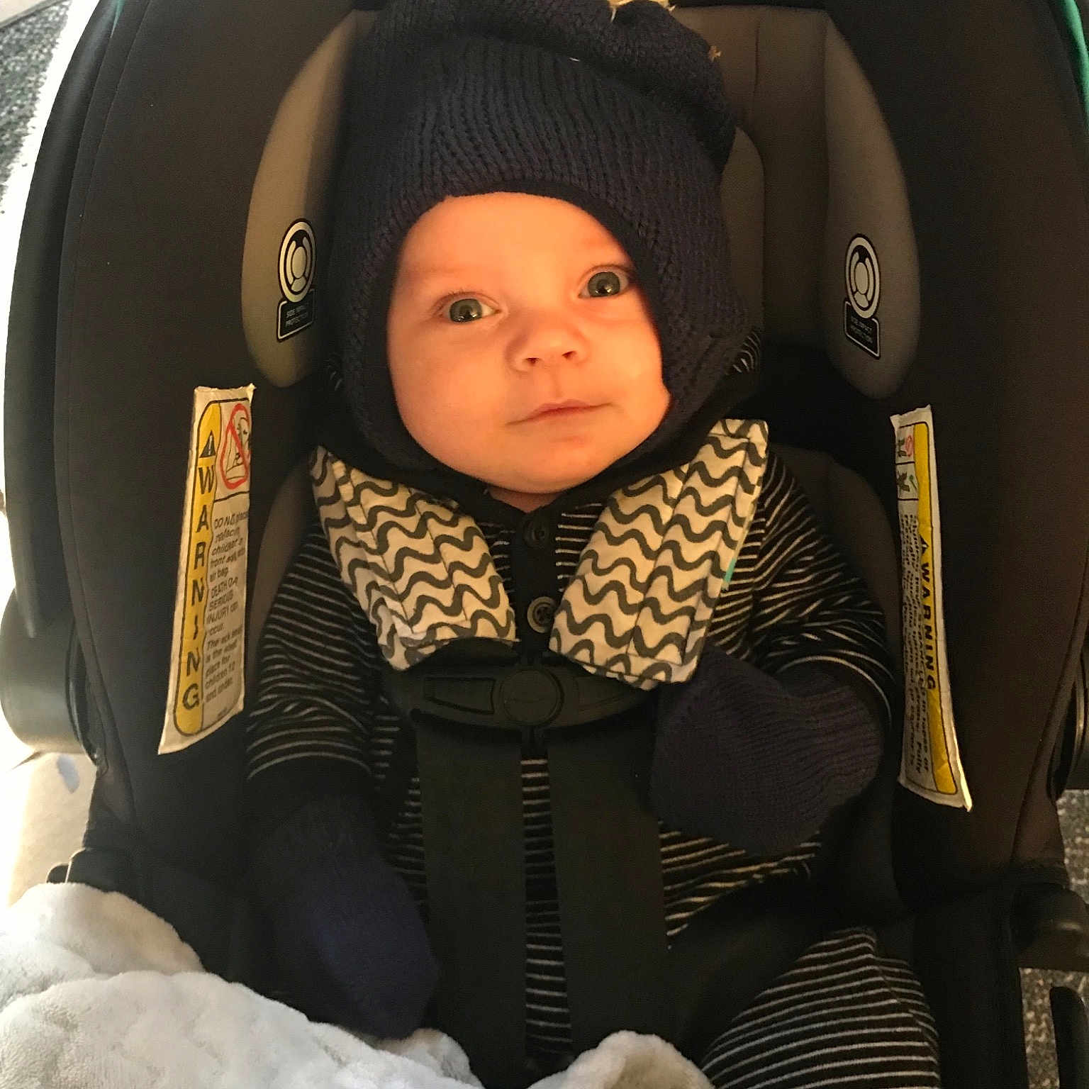 Blaise joined the competition — help win amazing prizes! car_seat, child, eye, fun, girl, headgear, person, product, smile