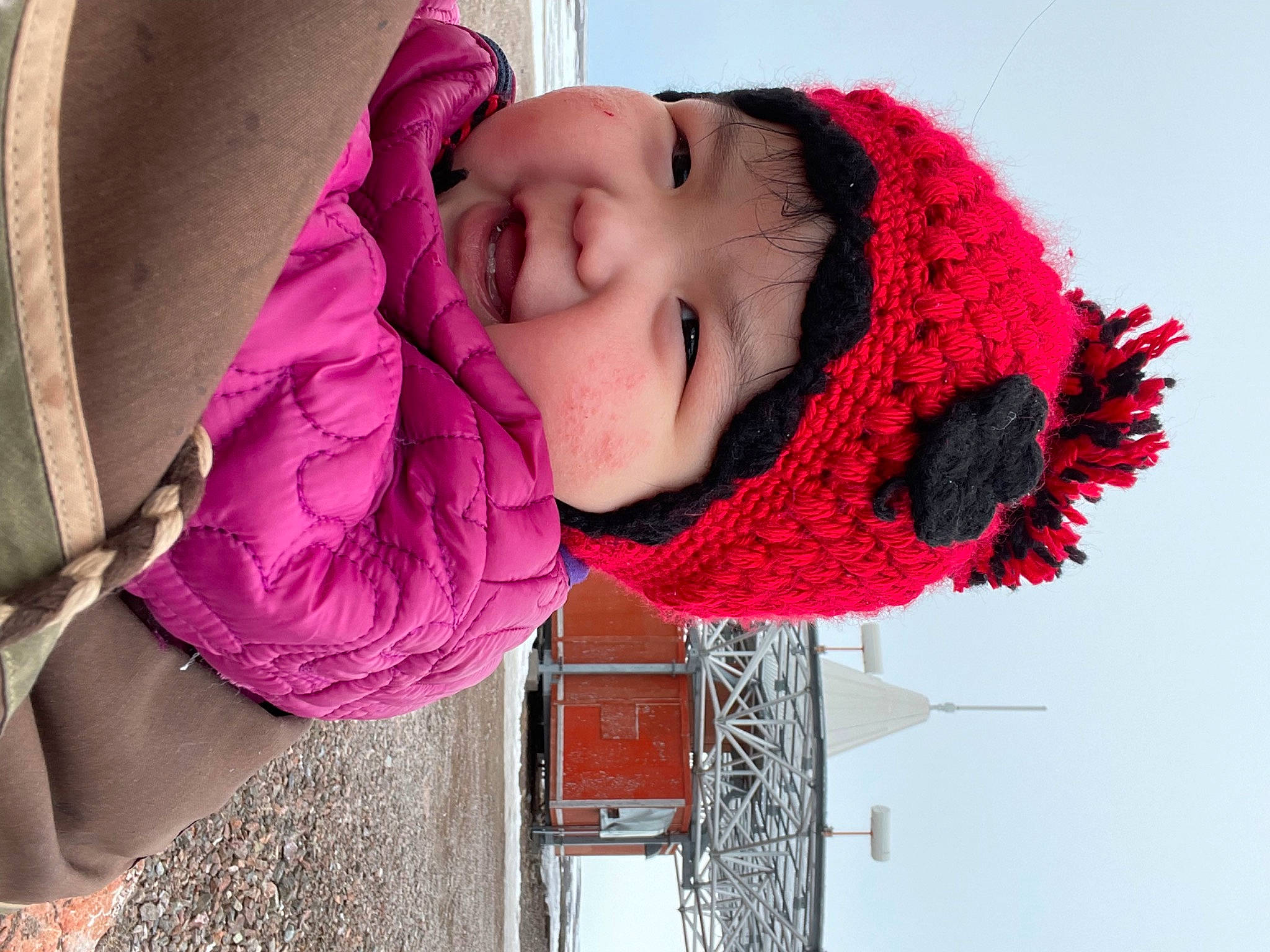 Tiara-jo joined the competition — help win amazing prizes! beauty, eyelash, fashion_accessory, freezing, fun, happy, headwear, jacket, leisure, lip, magenta, outerwear, person, pink, red, smile, textile, toddler, tree, water
