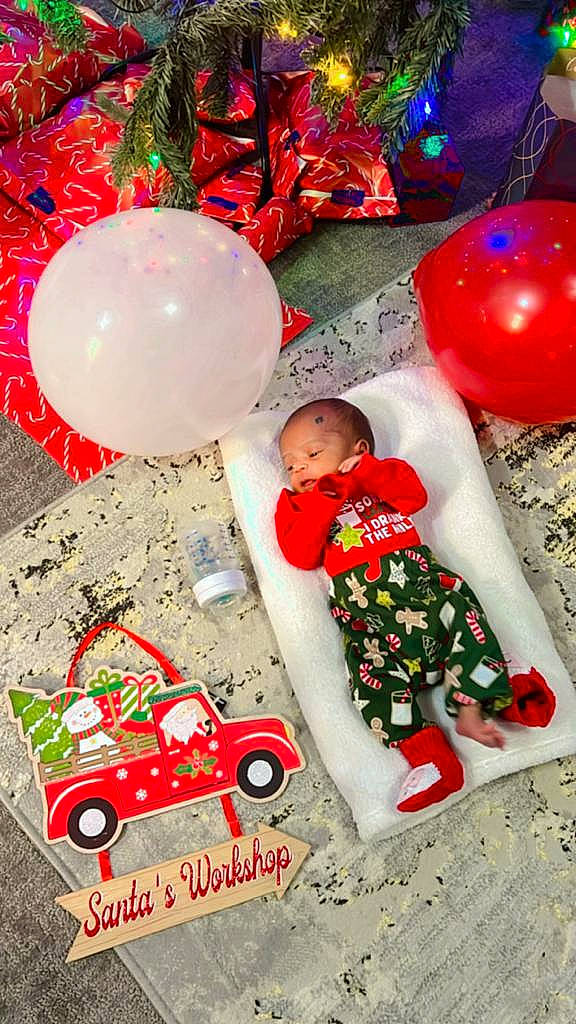Amogh is registered to the contest to win money with this photo: balloon, carmine, child, christmas, christmas_decoration, christmas_eve, christmas_ornament, christmas_tree, decoration, event, fun, happy, holiday, holiday_ornament, motor_vehicle, ornament, party_supply, person, red, toddler