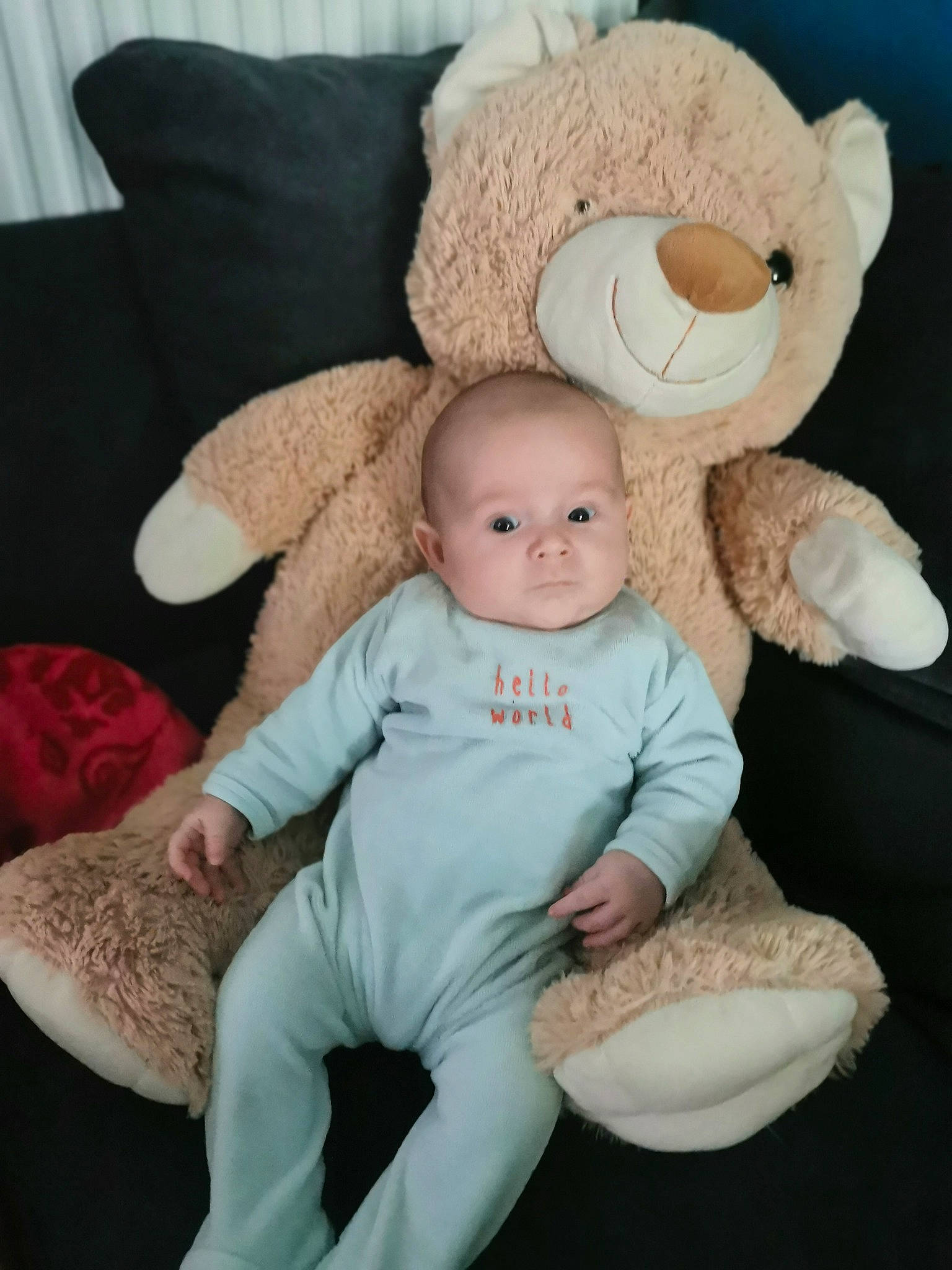 Illyesse participe au concours pour gagner de l'argent avec cette photo : baby, baby_products, baby_sleeping, baby_toddler_clothing, beige, cheek, child, comfort, eye, fur, head, human_body, linens, person, pink, plush, skin, stuffed_toy, teddy_bear, toy