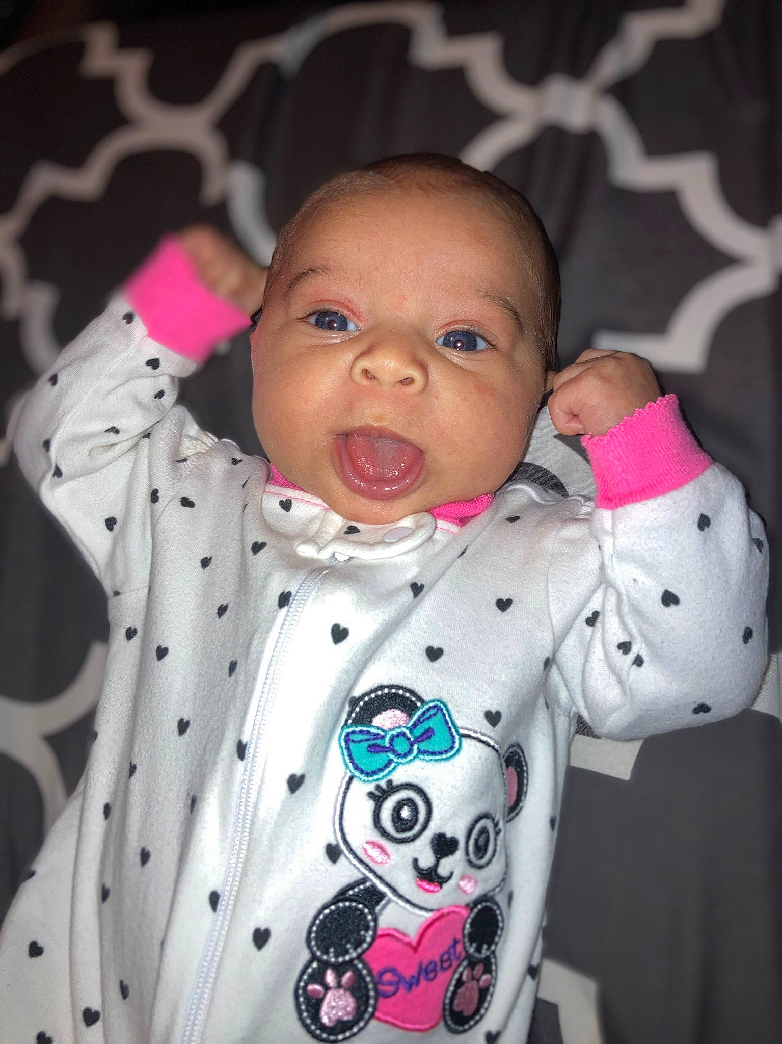 Kenleigh joined the competition — help win amazing prizes! baby, baby_toddler_clothing, cheek, child, collar, face, facial_expression, happy, lip, mammal, nose, organ, people, person, pink, skin, sleeve, textile, toddler, vertebrate