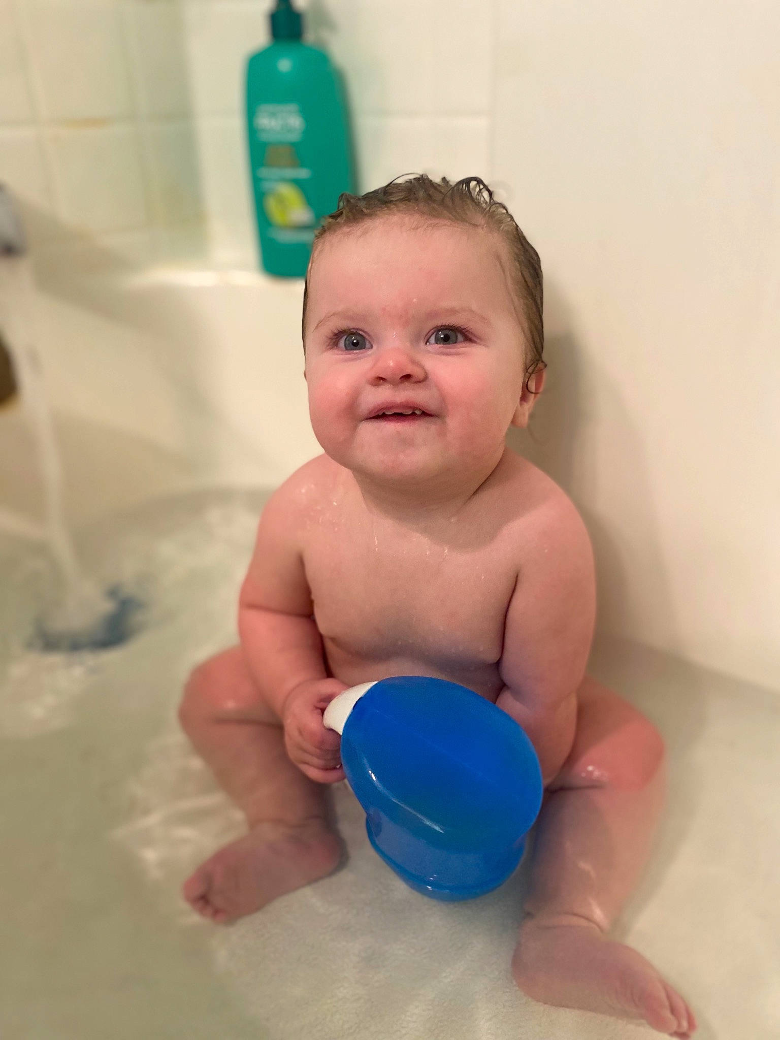 Collins joined the competition — help win amazing prizes! baby, baby_bathing, bathing, bathroom, bathtub, chest, face, fluid, fun, head, human_body, joy, leisure, liquid, person, personal_care, plumbing, skin, smile, stomach