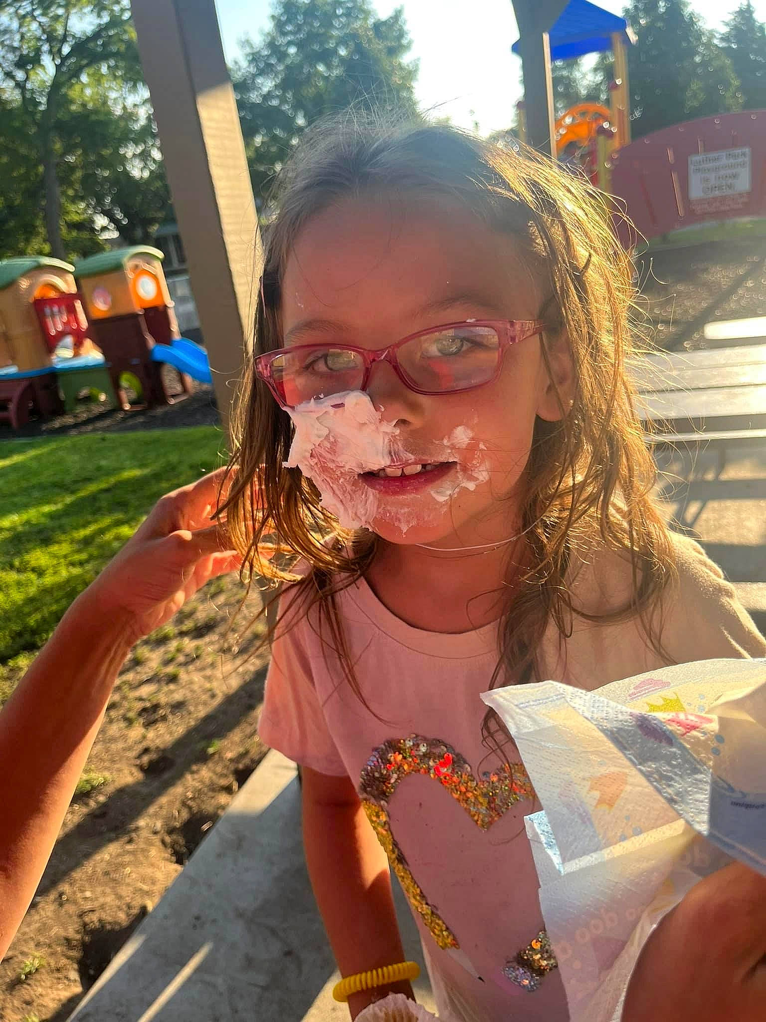 Tessa joined the competition — help win amazing prizes! child, event, eyewear, fun, gesture, glasses, grass, hairstyle, happy, jewellery, leisure, person, plant, pole, recreation, soil, summer, t_shirt, tree, vacation