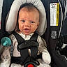 Dawson joined the competition — help win amazing prizes! baby, infant, car_seat, safety_harness, pacifier, white_clothing, smiling, seat_padding, child, cute, indoor, infant_clothing, soft_toys, newborn, baby_toddler, head_support, seat_belt, safety_warning_label, happy, portrait