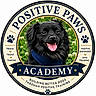 dog, black_dog, happy, smiling, grass, flowers, blue_harness, closeup, outdoor, portrait, positive_training, dog_training, paw_print, circular_emblem, text_overlay, nature, animal, pet, friendly, canine