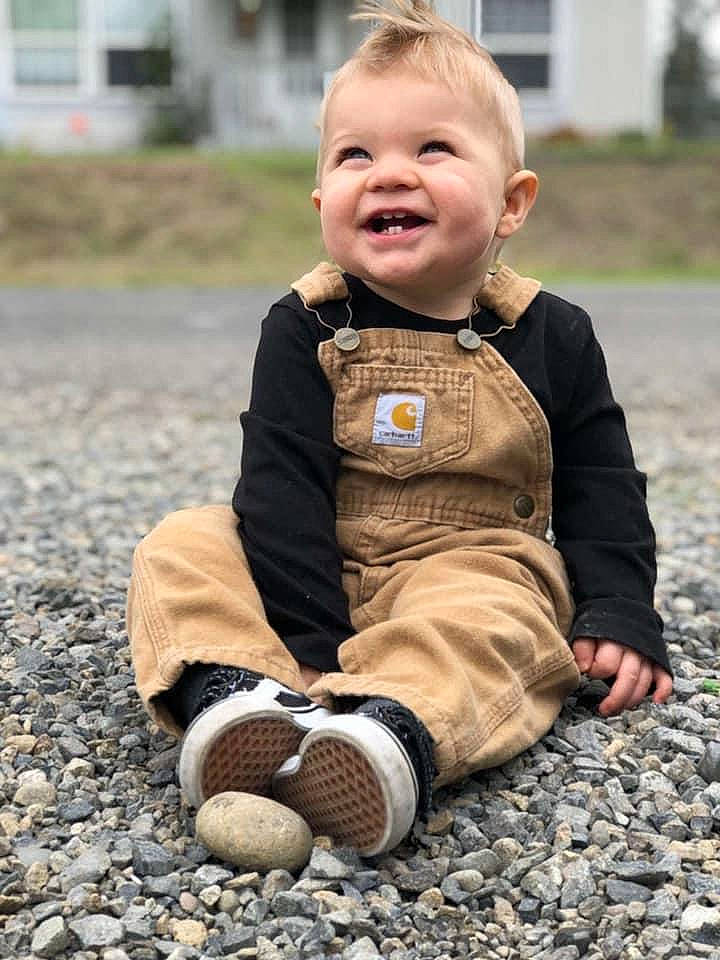 Finley joined the competition — help win amazing prizes! baby, baby_toddler_clothing, cheek, child, face, flooring, grass, happy, head, joy, leaf, outerwear, people, people_in_nature, person, plant, road_surface, skin, sleeve, smile