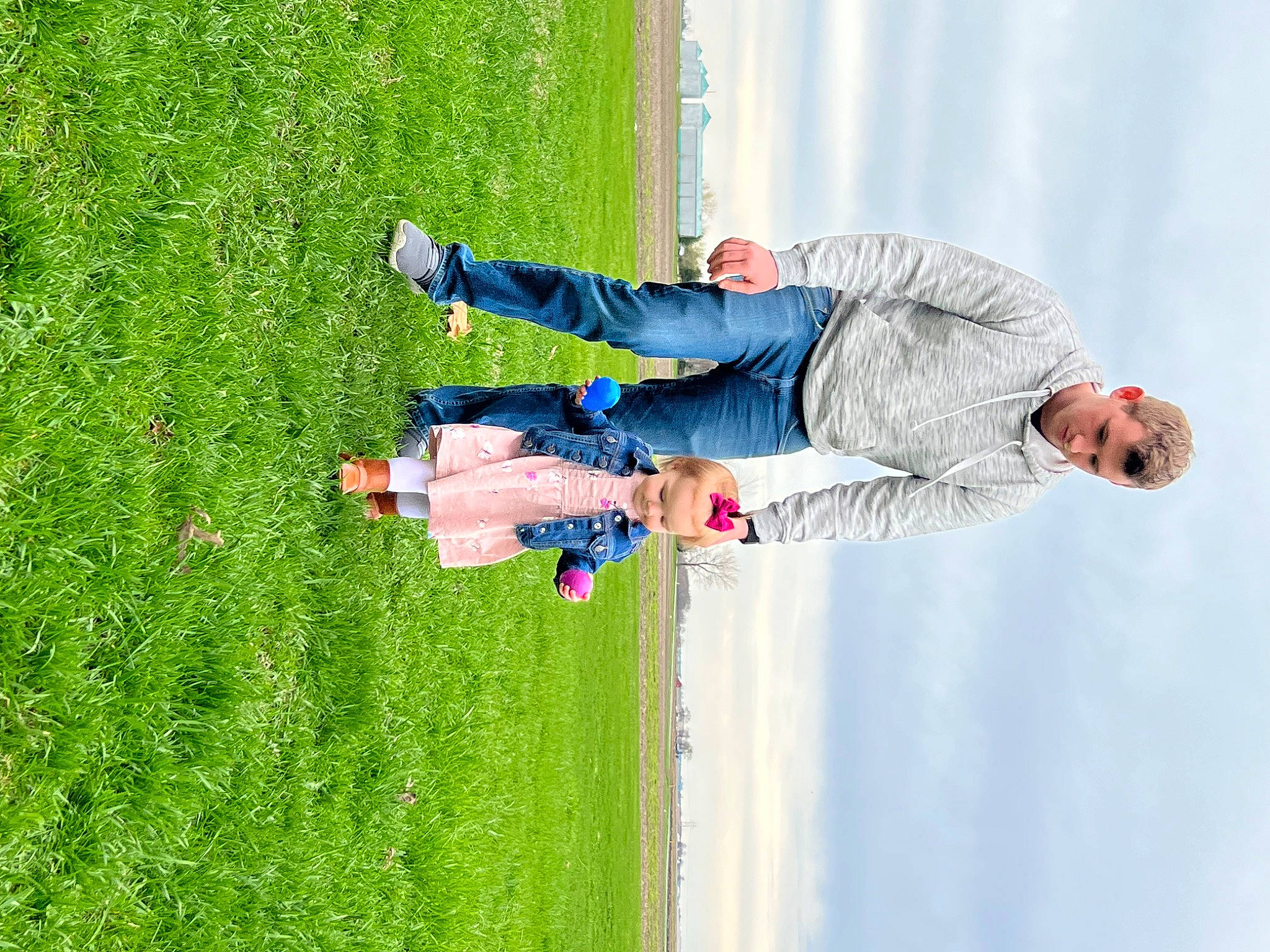 Bryar joined the competition — help win amazing prizes! child, cloud, denim, footwear, fun, grass, grassland, green, happy, jeans, landscape, leisure, people_in_nature, person, plant, recreation, sky, toddler, tree, water