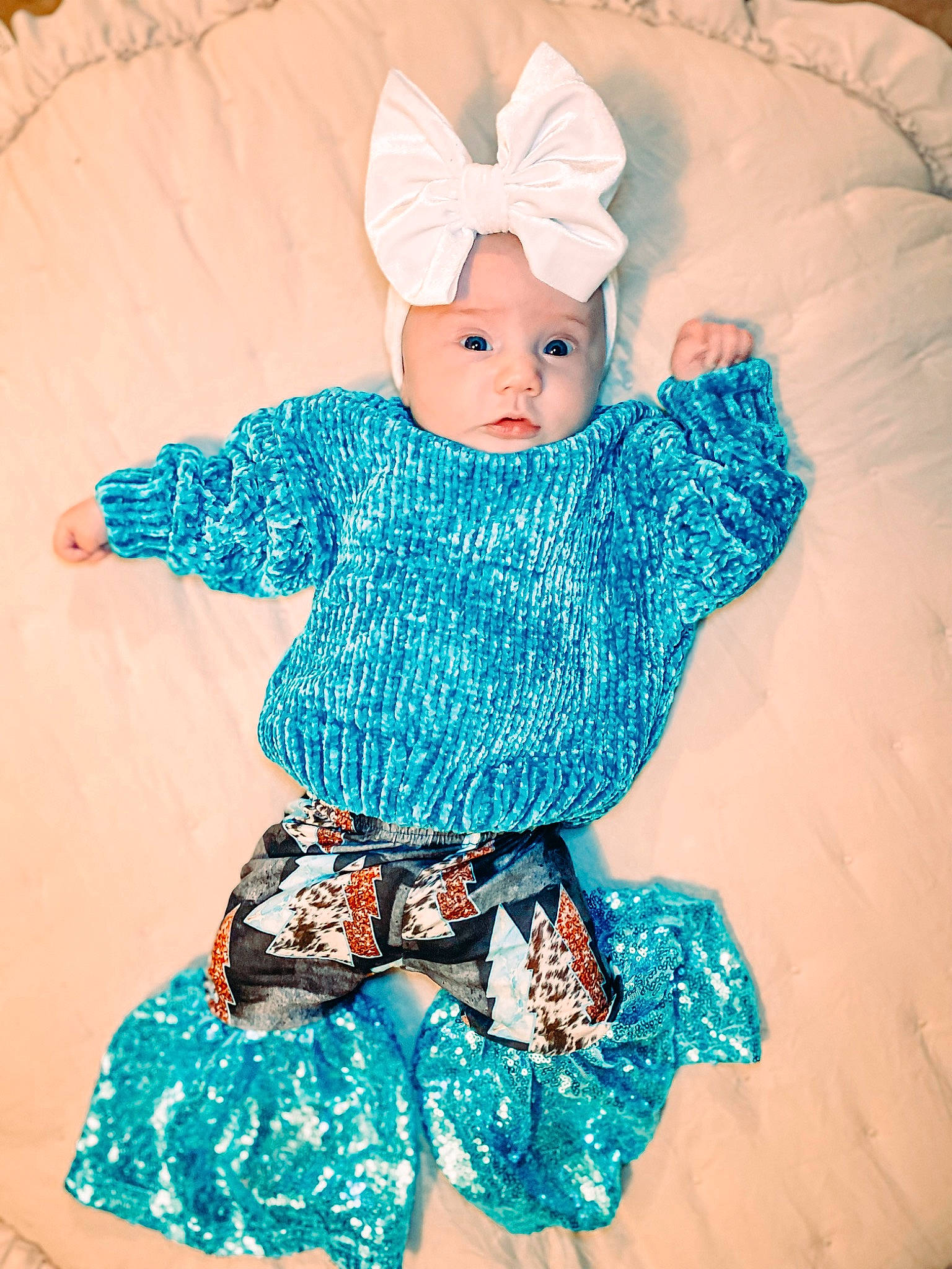 Novah joined the competition — help win amazing prizes! aqua, arm, azure, baby_toddler_clothing, brown_hair, costume, doll, electric_blue, eyelash, fashion_accessory, fashion_design, headwear, outerwear, pattern, person, pink, sleeve, toy, waist, white