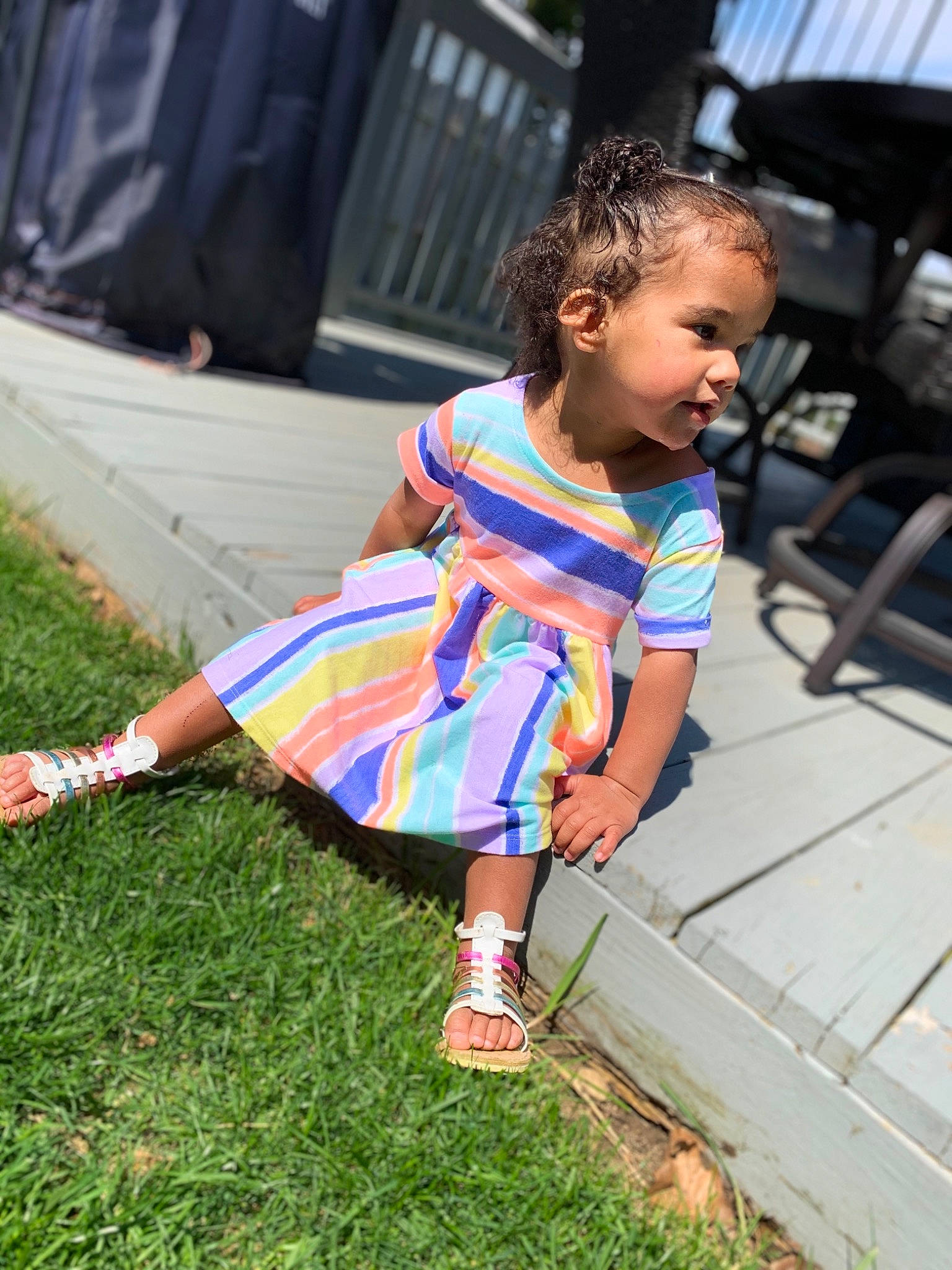 Sophia Rose joined the competition — help win amazing prizes! auto_part, child, dress, grass, pattern, person, pink, plant, play, shoe, summer, toddler, tree, vacation