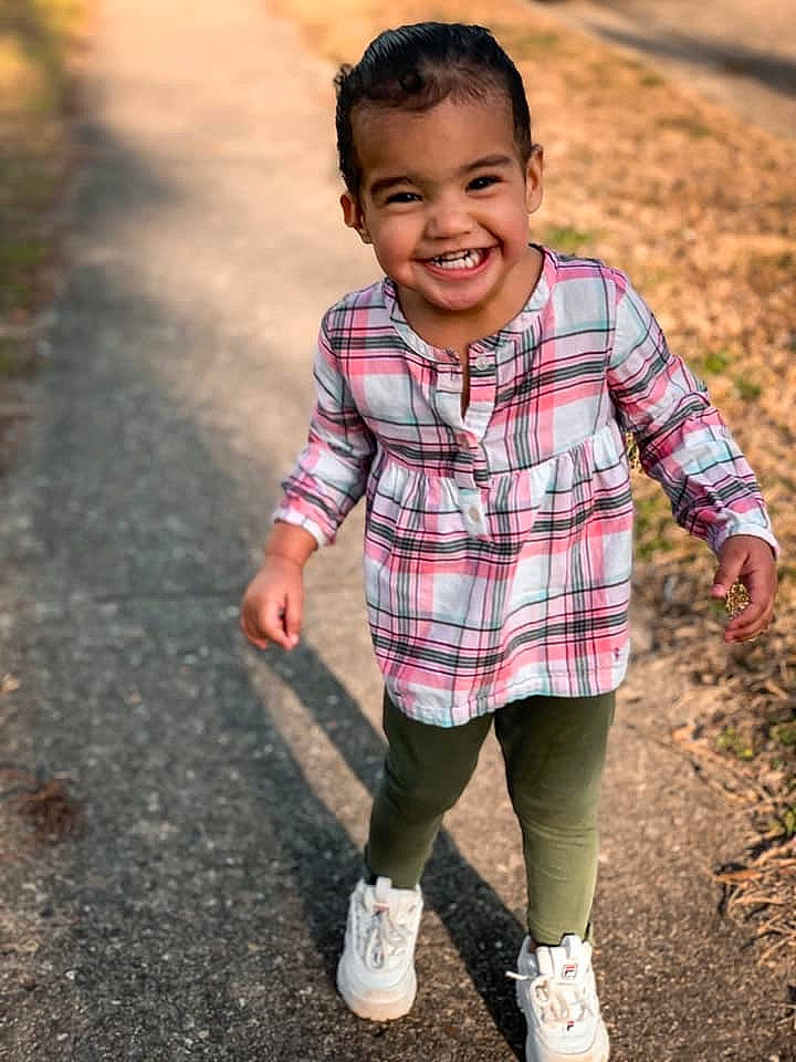Sophia Rose joined the competition — help win amazing prizes! child, child_model, design, face, facial_expression, footwear, fun, happy, joy, pattern, people, person, photography, pink, plaid, play, smile, standing, tartan, textile