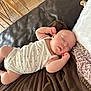 June participe au concours pour gagner de l'argent avec cette photo : arm, baby, blanket, child, couch, cute, face, floor, heart_pattern, indoors, infant, leather, nap, onesie, peaceful, portrait, relaxation, sleeping, soft_light, wood