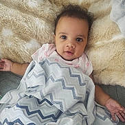 Iyanna joined the competition — help win amazing prizes! baby, blanket, child, clothing, cozy, curious_look, cute, face, fluffy_blanket, hands, head, indoors, infant, lying_down, portrait, resting, sleeping_area, soft_texture, young_child, zigzag_pattern