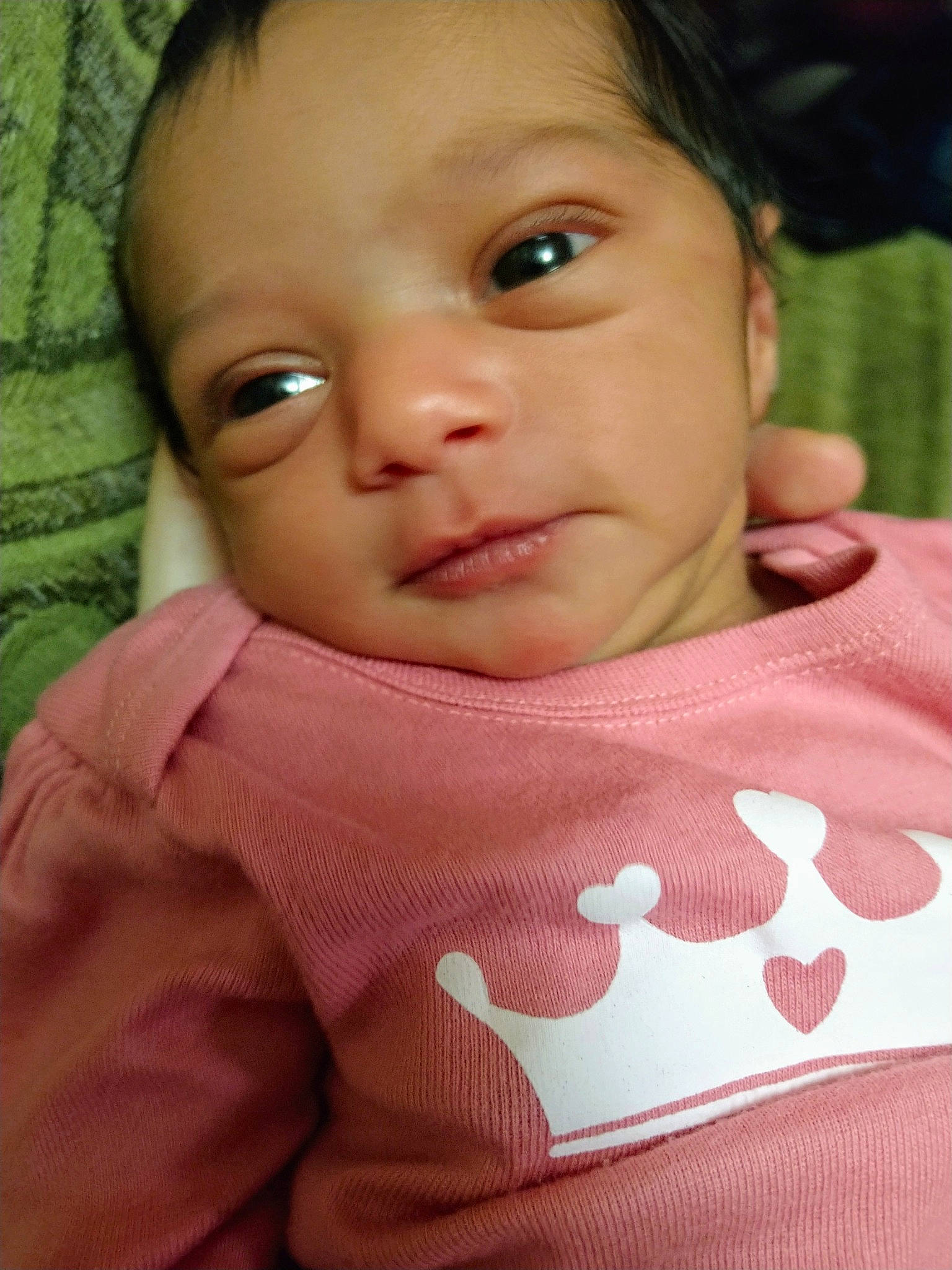 Aisha joined the competition — help win amazing prizes! baby, beauty, cheek, child, chin, close_up, eye, eyebrow, face, facial_expression, forehead, head, iris, lip, mouth, nose, person, pink, skin, smile