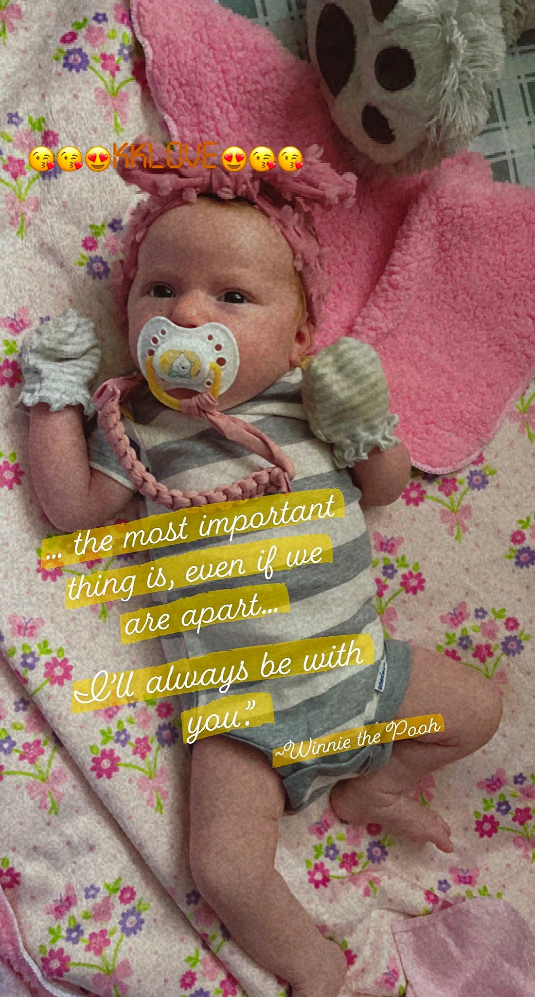 Braelynn is registered to the contest to win money with this photo: baby, baby_toddler_clothing, cheek, child, face, facial_expression, font, fun, happy, head, organ, pattern, person, photo_caption, pink, product, skin, textile, toddler, toy