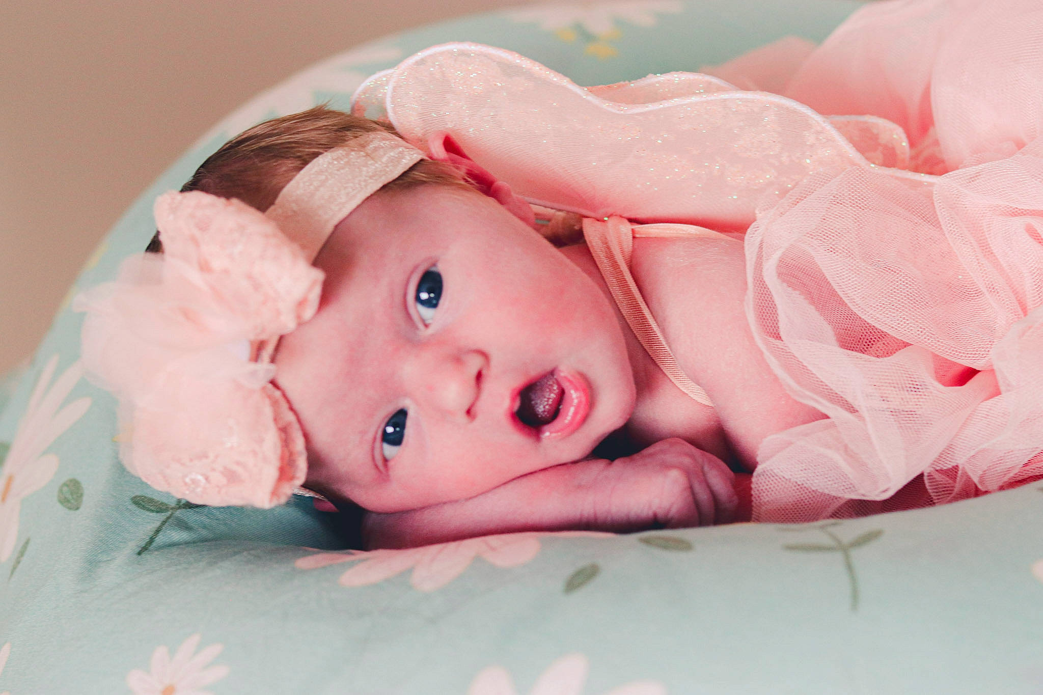 Braelynn is registered to the contest to win money with this photo: baby, baby_toddler_clothing, cheek, comfort, dress, eye, eyebrow, eyelash, flash_photography, happy, headgear, headwear, iris, linens, lip, magenta, nose, person, pink, skin