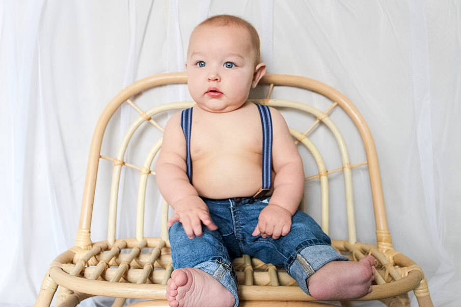 Beckham joined the competition — help win amazing prizes! baby, baby_toddler_clothing, barefoot, chair, cheek, child, comfort, denim, electric_blue, foot, happy, jeans, joint, knee, leg, person, sitting, sleeve, thigh, toddler