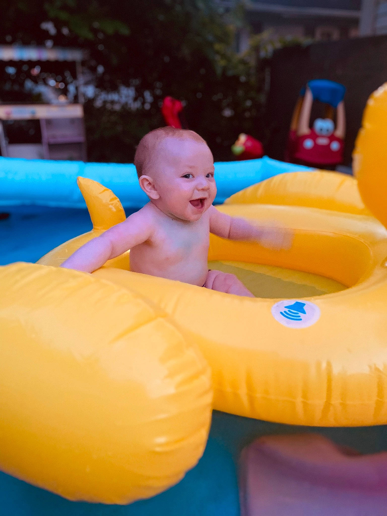Rate-jen joined the competition — help win amazing prizes! baby, bathing, blue, child, chute, electric_blue, fun, games, happy, inflatable, leisure, outdoor_play_equipment, person, plastic, play, playground, recreation, sitting, smile, toddler