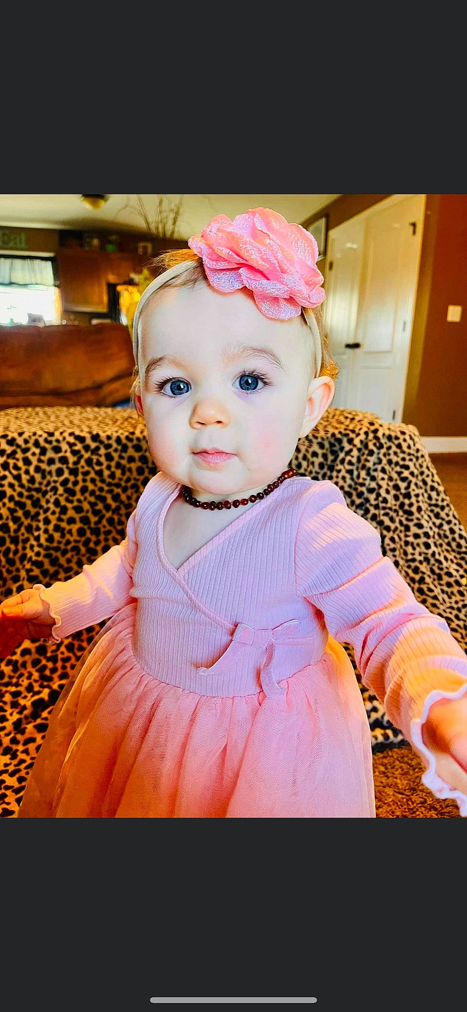 Ophelia joined the competition — help win amazing prizes! baby, baby_toddler_clothing, cheek, child, day_dress, door, dress, embellishment, flash_photography, happy, iris, lip, magenta, one_piece_garment, pattern, person, pink, purple, sleeve, textile