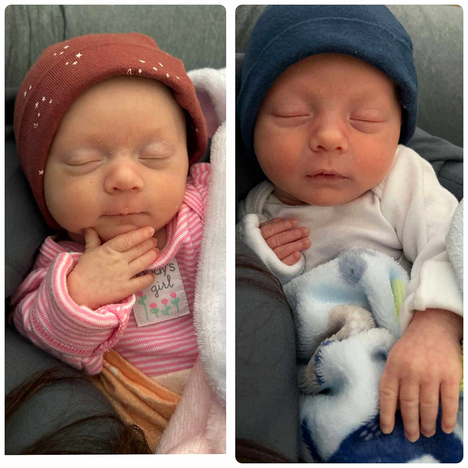 Twins Kylie N Kayden joined the competition — help win amazing prizes! art, baby, beanie, blanket, bonnet, cap, clothing, collage, couch, face, furniture, glove, hat, head, hoodie, newborn, person, photography, portrait, sleeping