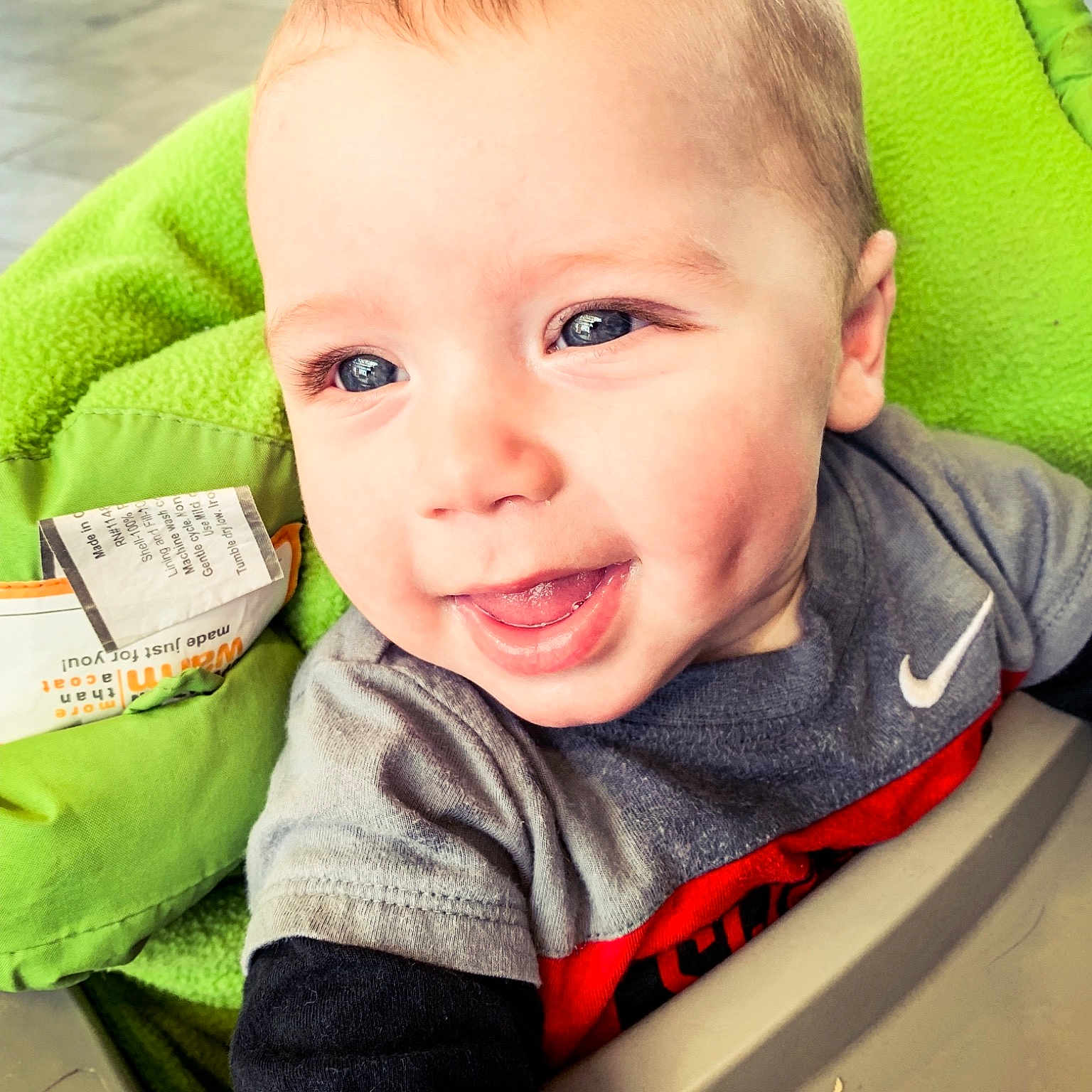 Bartholomew is registered to the contest to win money with this photo: baby, cheek, child, chin, ear, eye, face, green, head, nose, person, skin, smile, toddler