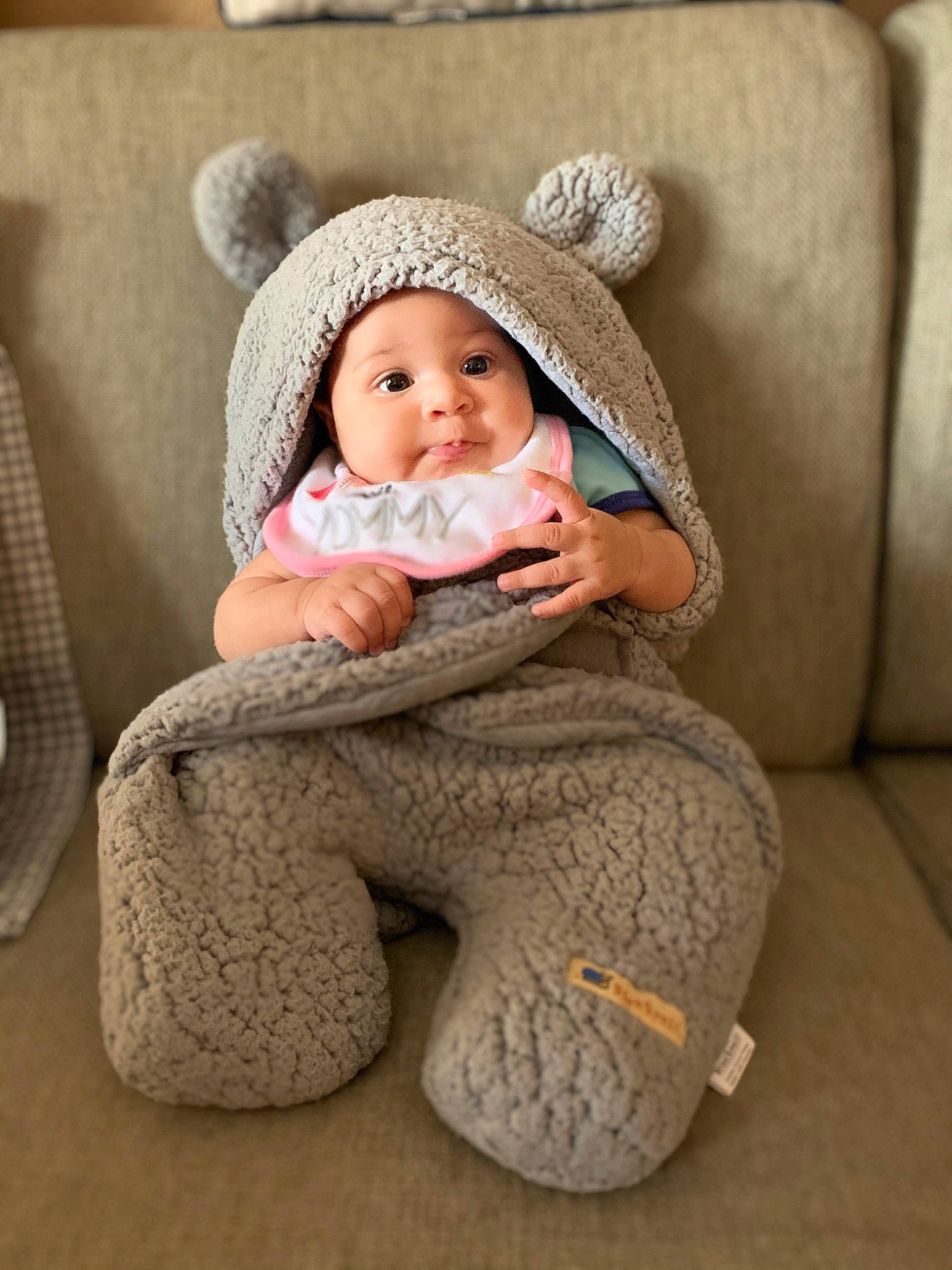 Anika joined the competition — help win amazing prizes! baby, baby_sleeping, beige, child, comfort, crochet, furniture, headgear, knitting, person, product, sitting, toddler, toy, wool