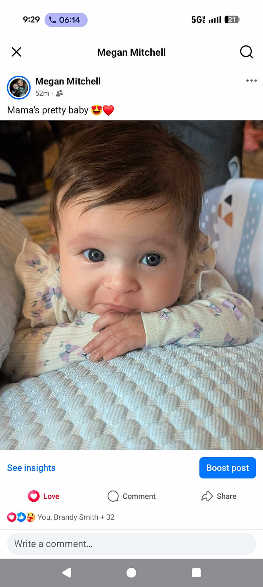 Brinley-Anne is registered to the contest to win money with this photo: baby, blanket, blue_eyes, child, close_up, cute, expression, face, floral, hand, indoors, infant, patterned_clothing, person, portrait, resting, skin, sleeve, soft_light, young_child