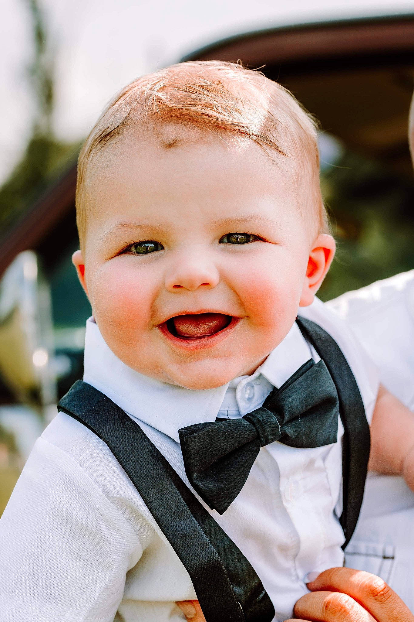Trace joined the competition — help win amazing prizes! baby, baby_toddler_clothing, bow_tie, cheek, child, collar, event, fashion_accessory, flash_photography, formal_wear, fun, happy, joy, laugh, person, portrait_photography, sleeve, smile, suit, tie