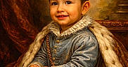 Daniyal joined the competition — help win amazing prizes! cape, child, classic_background, costume, cute, decorative, detailed_clothing, face, fur, hands, historical_style, indoor, portrait, royal_clothing, seated, smiling, studio_lighting, toddler, vintage_style, young_boy