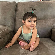 Tithya joined the competition — help win amazing prizes! baby, babycrawling, blackhair, bodypart, clothing, couch, crawling, face, finger, furniture, hair, hand, happy, head, person, photography, portrait, sitting, sleeve, smile