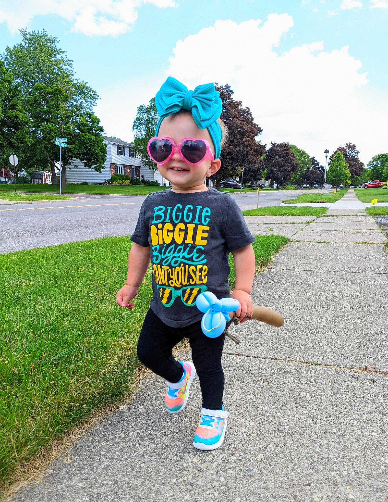 Gloria joined the competition — help win amazing prizes! asphalt, baby_toddler_clothing, cloud, eyewear, fun, goggles, grass, happy, hat, joy, leisure, person, pink, plant, recreation, sky, sleeve, summer, sunglasses, t_shirt