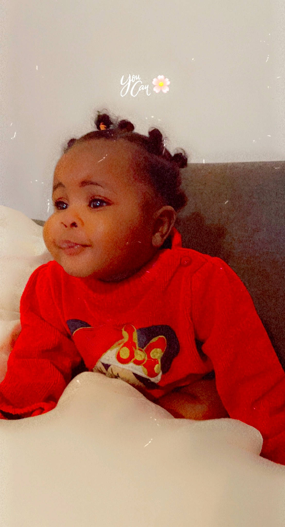 Angela participe au concours pour gagner de l'argent avec cette photo : baby, baby_toddler_clothing, cheek, child, comfort, eyebrow, eyelash, face, fun, happy, head, iris, lip, mouth, nose, person, skin, sleeve, smile, t_shirt