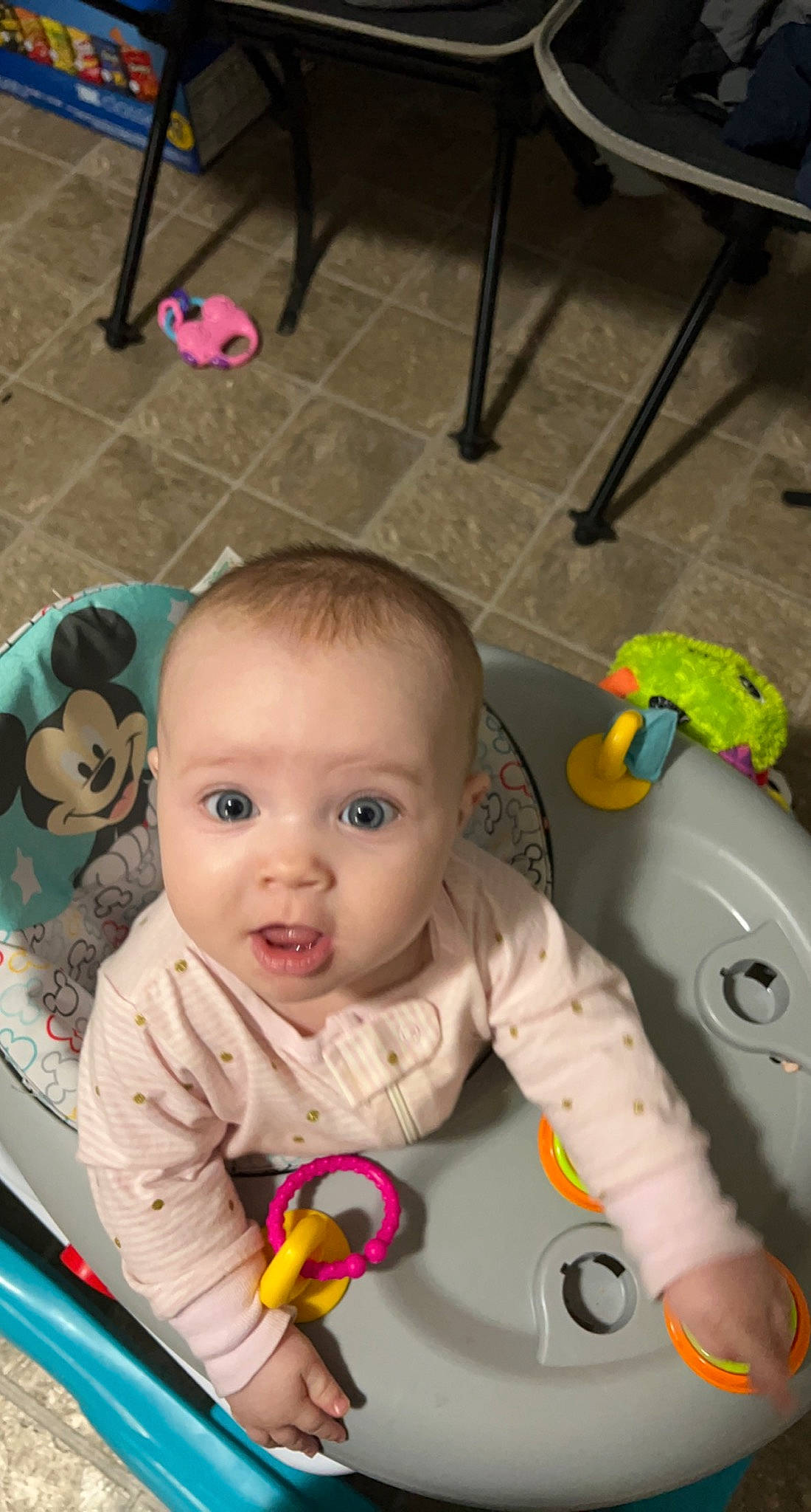 Kinsley is registered to the contest to win money with this photo: baby, baby_playing_with_toys, baby_products, baby_toddler_clothing, baby_toys, chair, cheek, child, flooring, fun, head, iris, mouth, nose, person, play, sitting, skin, toddler, toy