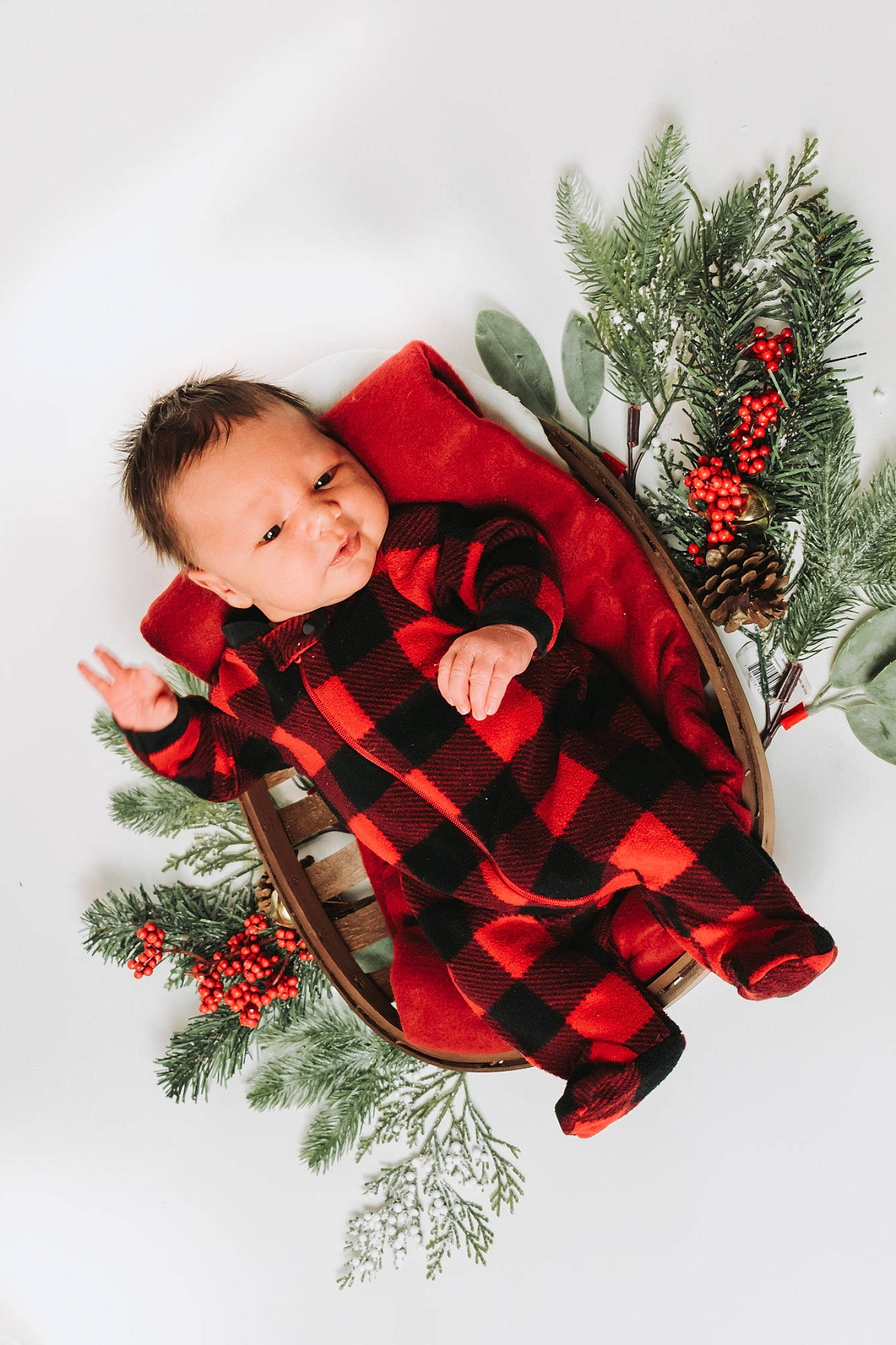 Jaxsun joined the competition — help win amazing prizes! baby, baby_toddler_clothing, christmas, christmas_decoration, christmas_eve, christmas_ornament, conifer, costume_accessory, fir, holiday, natural_material, nose, pattern, person, pine_family, plaid, red, tartan, textile, toddler