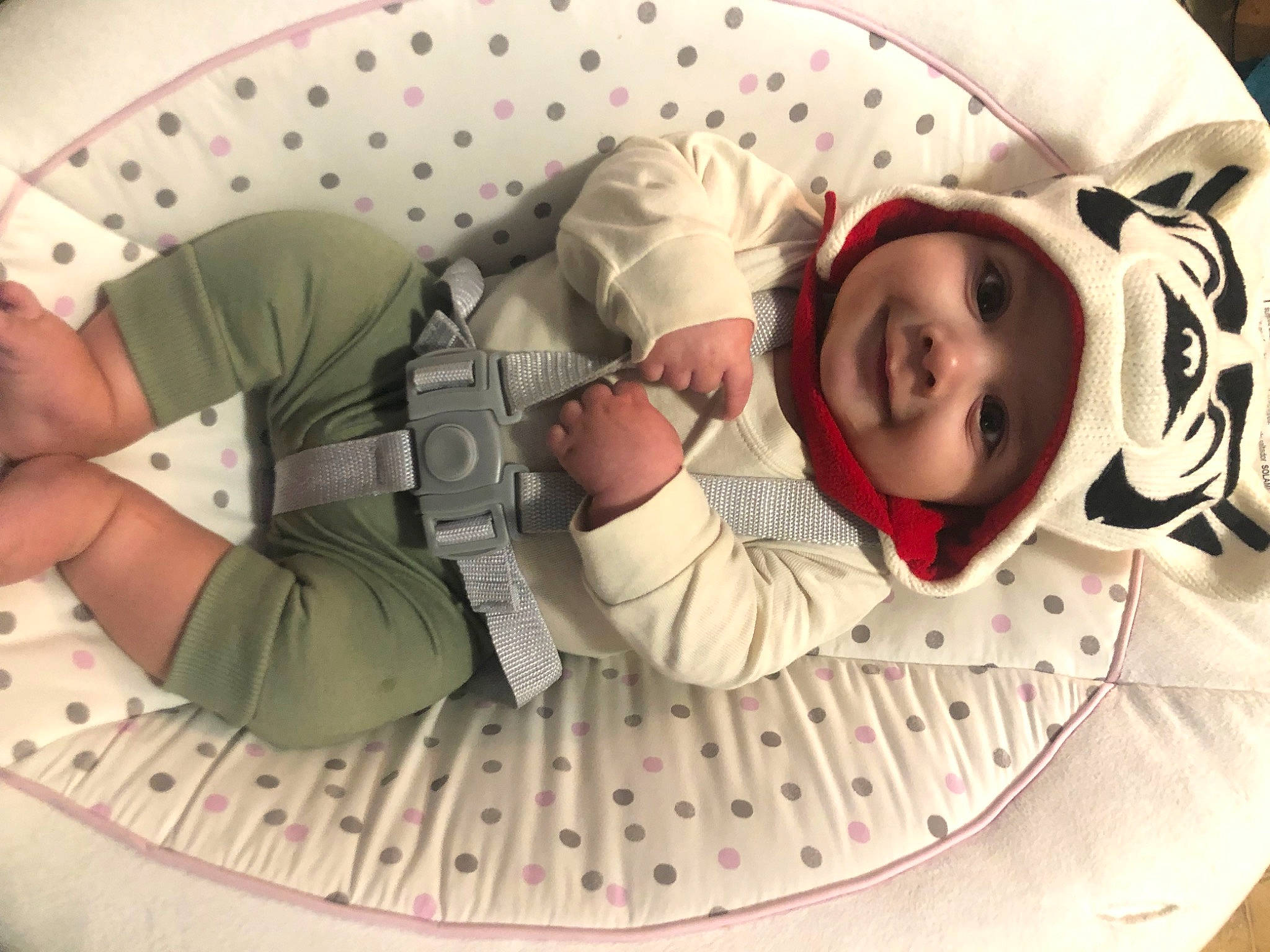 Stephen Jr is registered to the contest to win money with this photo: baby, baby_products, baby_sleeping, baby_toddler_clothing, carmine, child, circle, comfort, elbow, gesture, happy, head, headgear, headwear, joy, linens, mouth, pattern, person, sleeve