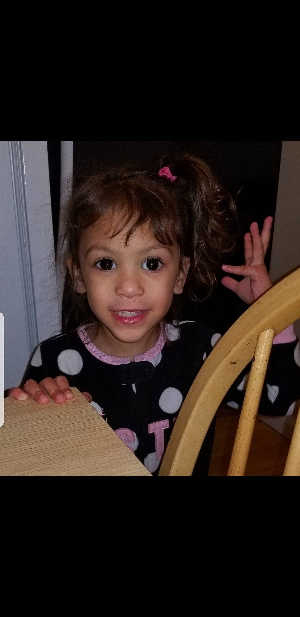 Kacie joined the competition — help win amazing prizes! beauty, cheek, child, eye, face, facial_expression, finger, fun, hair, hairstyle, head, iris, nose, person, pink, play, sitting, skin, smile, snapshot