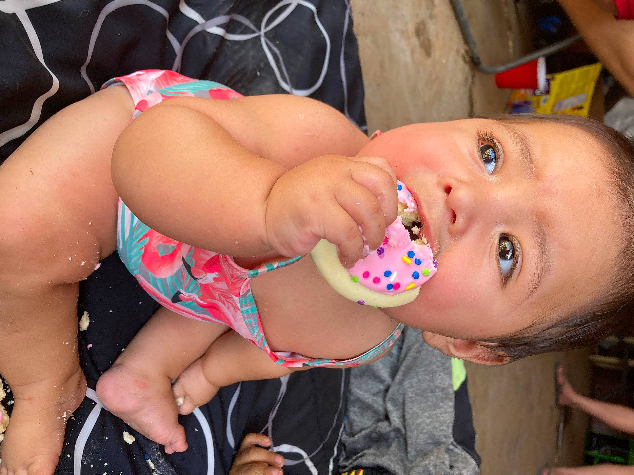 Ezlynn is registered to the contest to win money with this photo: abdomen, baby, brassiere, cheek, chest, child, eyelash, foot, fun, happy, human_leg, mouth, nail, nose, person, skin, swimsuit_top, swimwear, thigh, thumb