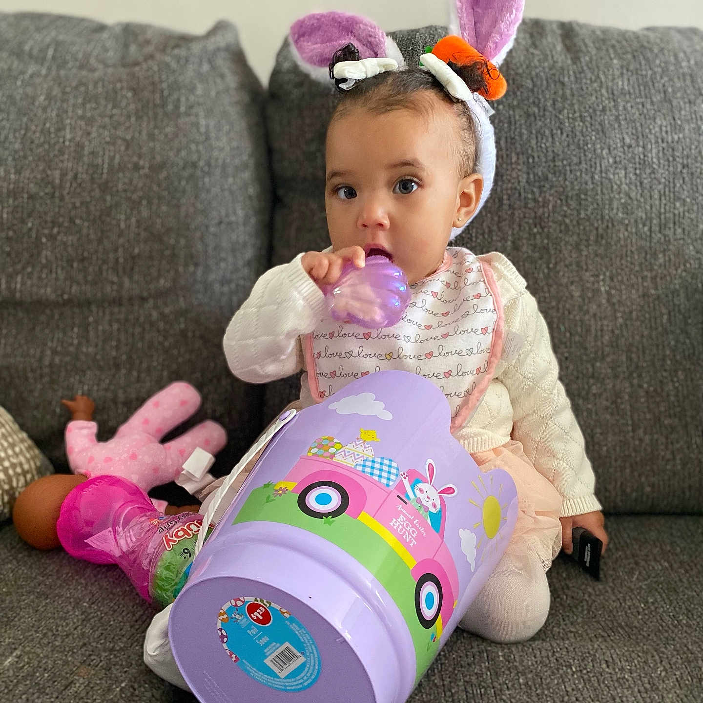 Rymee joined the competition — help win amazing prizes! architecture, baby, bucket, building, couch, cushion, eating, face, food, furniture, head, homedecor, indoors, livingroom, person, photography, portrait, purple, room, sitting