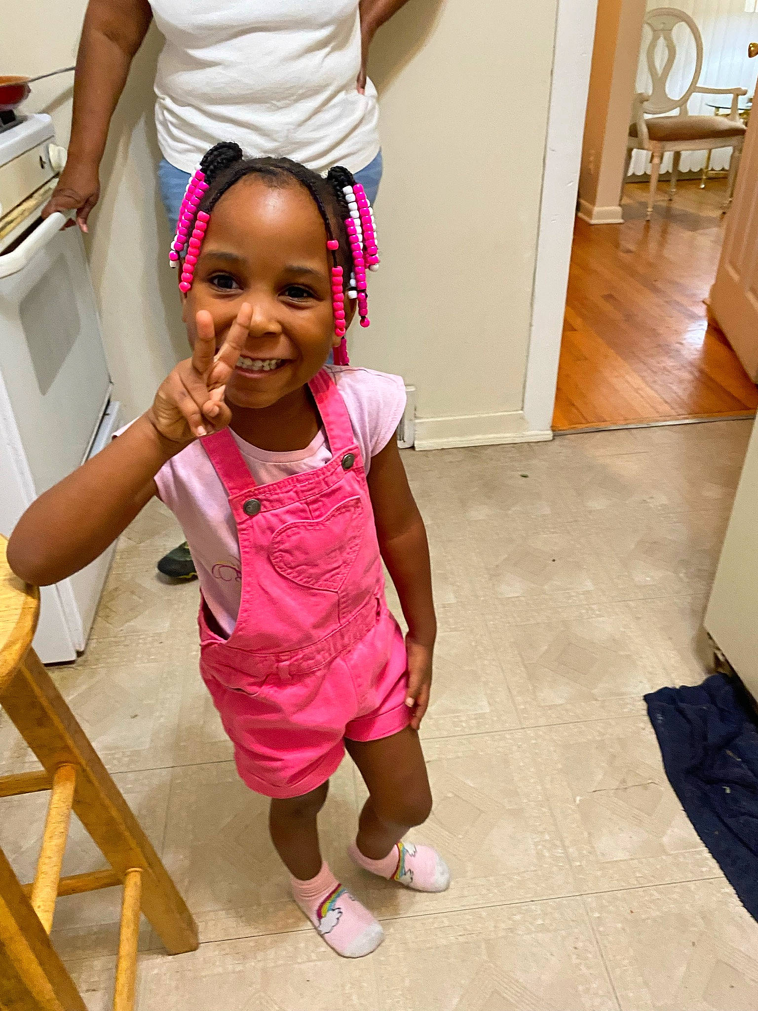 Cassidy joined the competition — help win amazing prizes! arm, face, finger, fun, gesture, hair, happy, head, joint, joy, leisure, magenta, person, pink, skin, sleeve, smile, standing, t_shirt, thumb