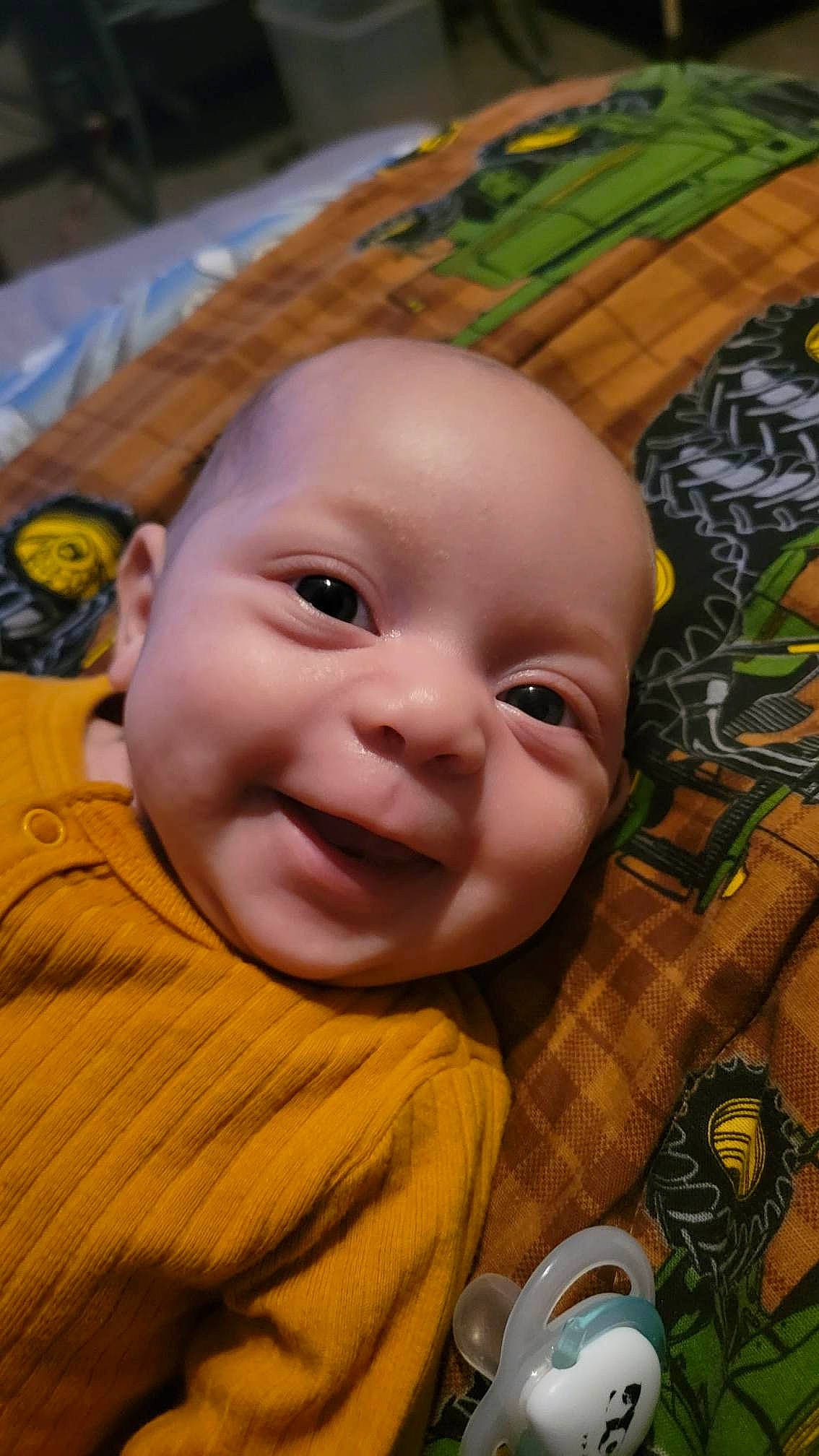 Katerina is registered to the contest to win money with this photo: baby, baby_laughing, baby_toddler_clothing, cheek, child, chin, close_up, eye, fun, grass, happy, head, iris, mouth, nose, person, skin, smile, tin_can, toddler