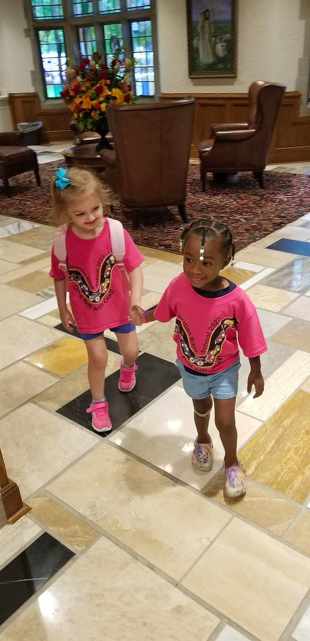 Colette joined the competition — help win amazing prizes! chair, child, event, floor, flooring, fun, happy, head, houseplant, joy, leg, leisure, magenta, person, pink, play, recreation, shorts, summer, t_shirt