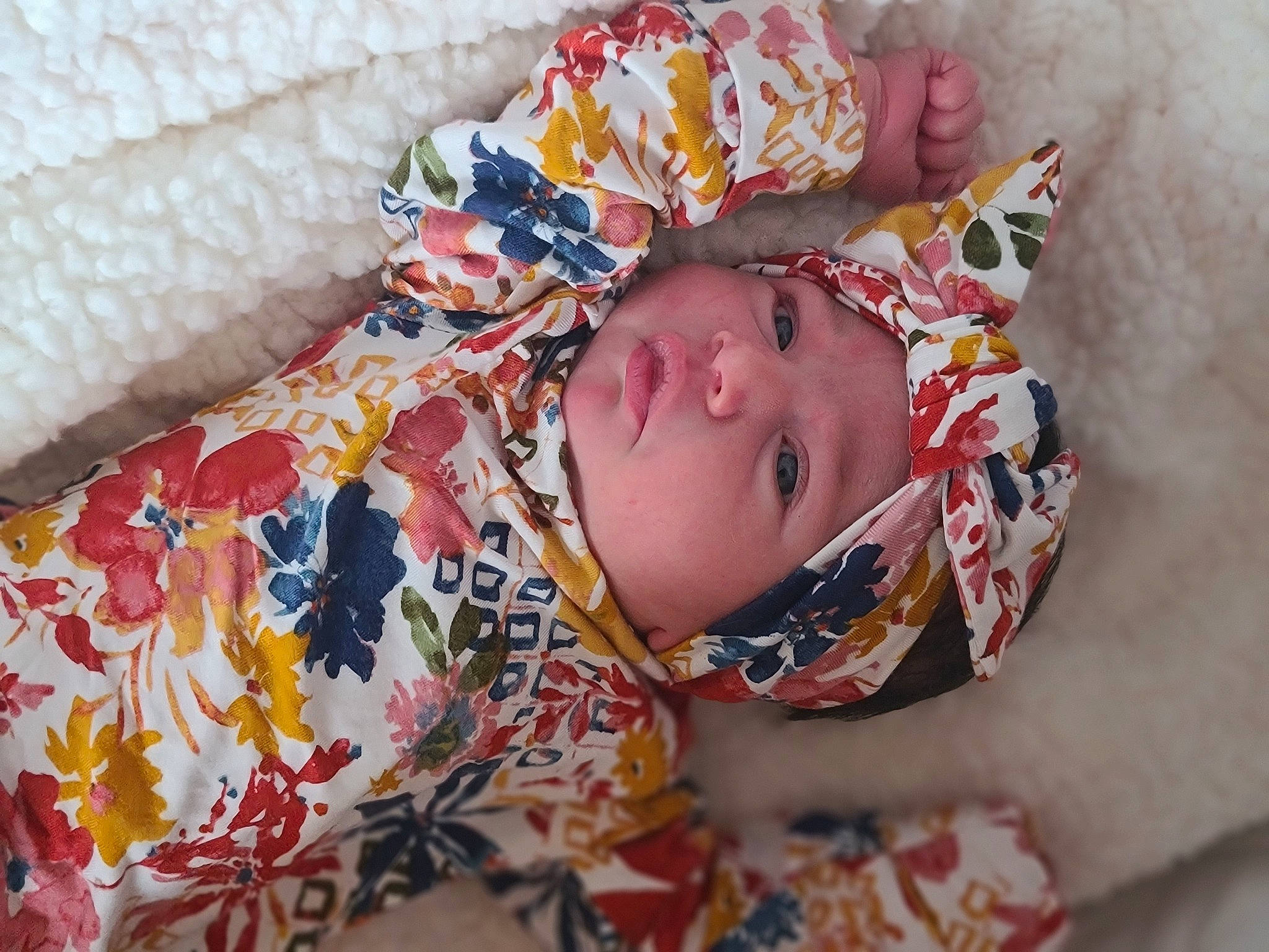 Madeline joined the competition — help win amazing prizes! baby, baby_products, baby_sleeping, baby_toddler_clothing, bed_sheet, bedding, bedtime, cheek, child, comfort, couch, headwear, human_body, iris, linens, orange, pattern, person, skin, sleeve